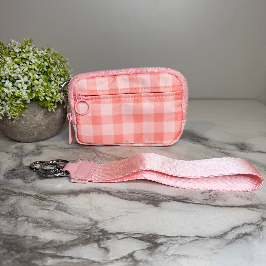 Rue - Nylon Wristlet Wallet - Pink Plaid