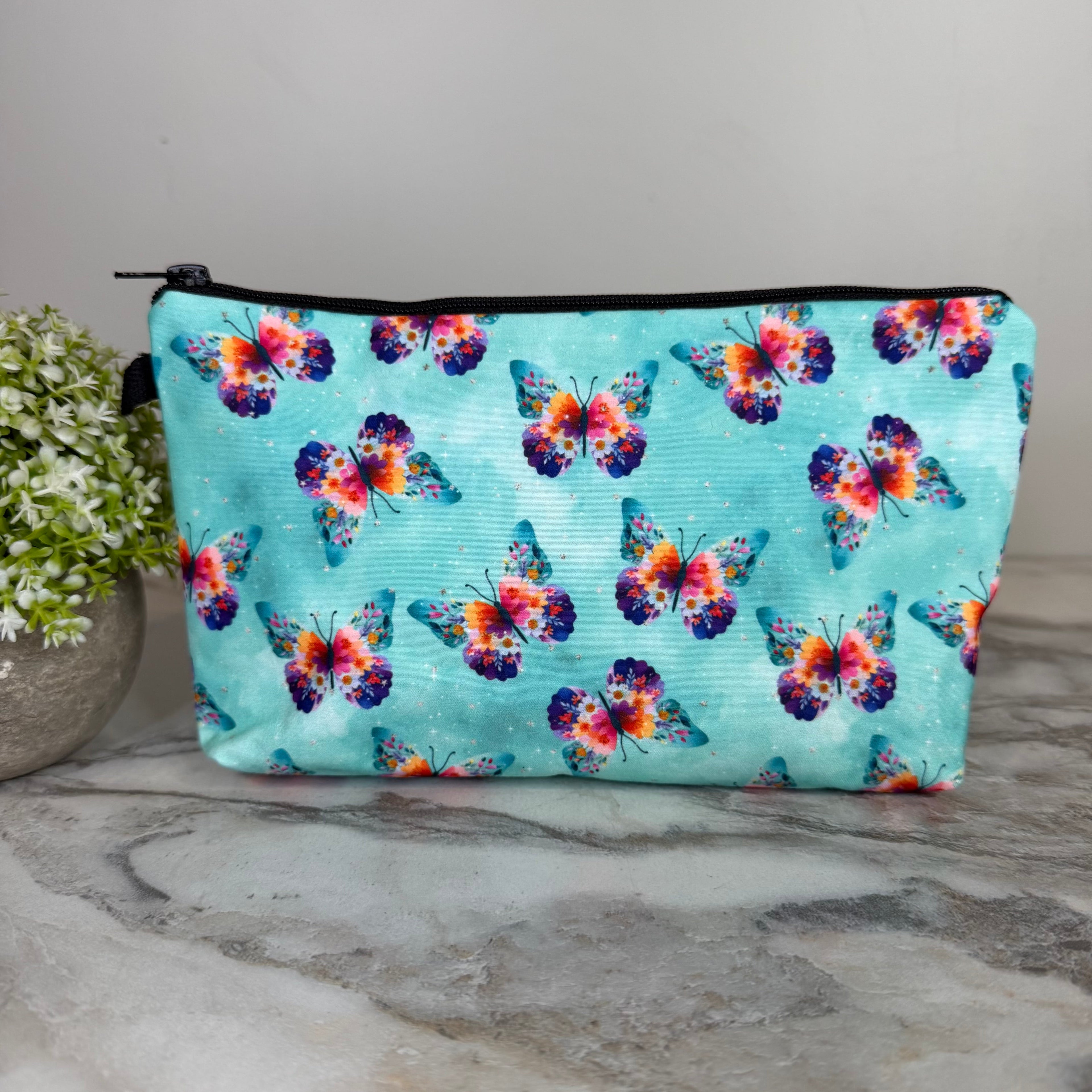 Pouch - Butterfly Teal Floral