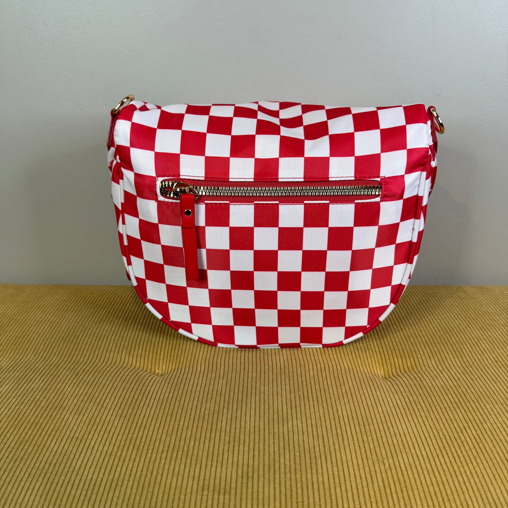 The Roni Nylon Crossbody - Checkered Red