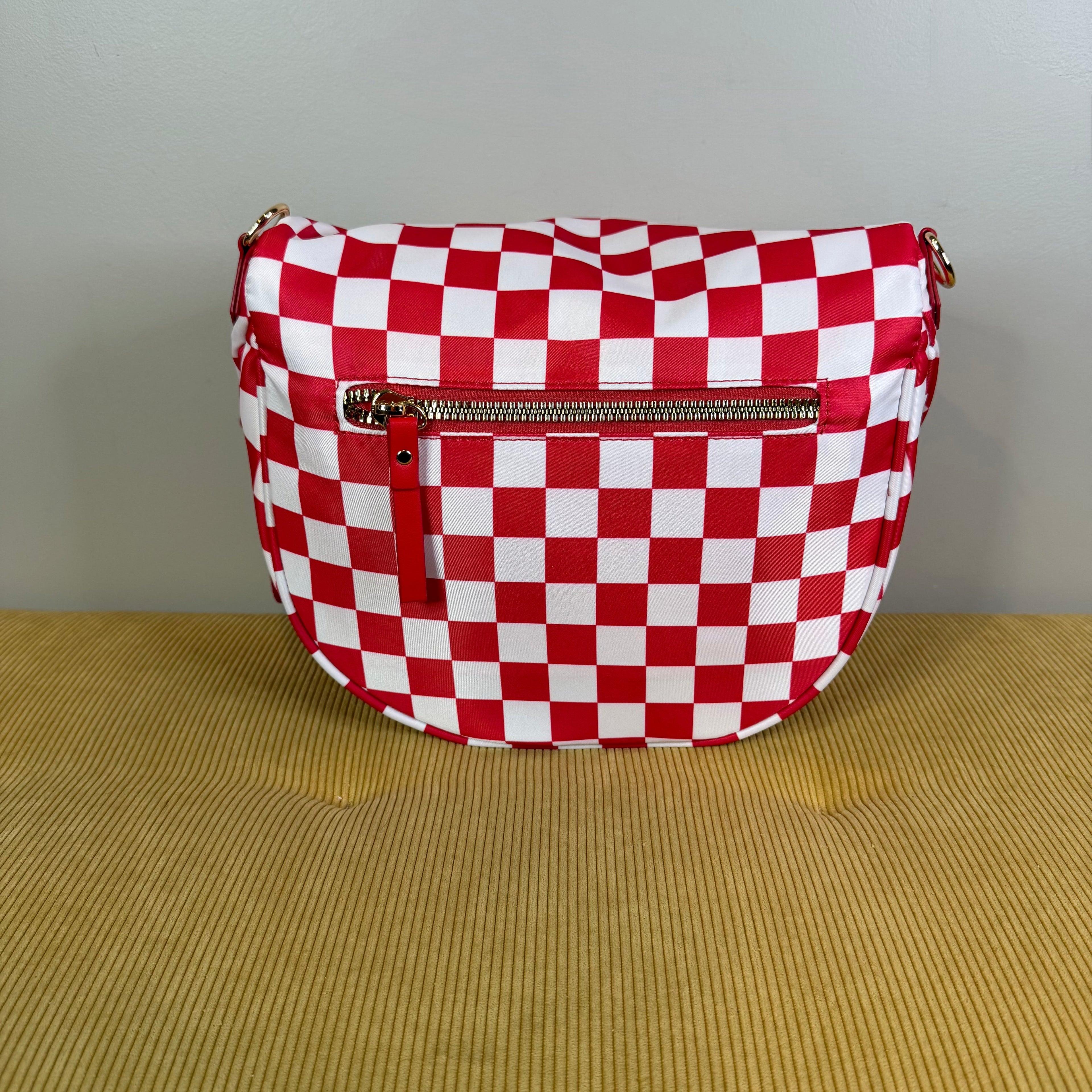 The Roni Nylon Crossbody - Checkered Red