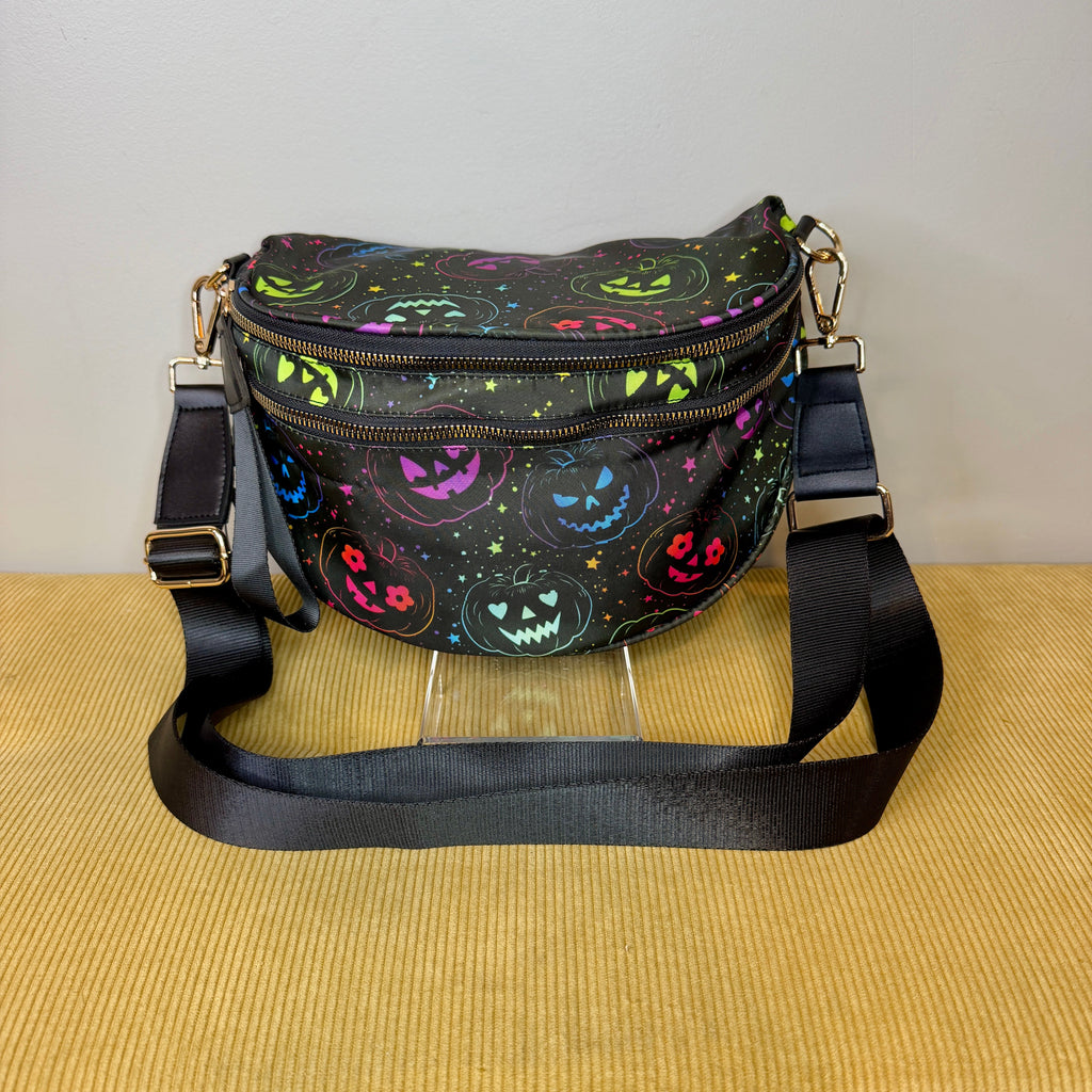 The Roni Nylon Crossbody - Halloween Fall Rainbow Pumpkin Faces