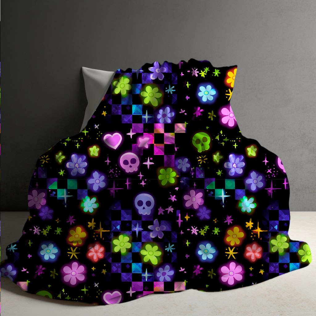 Blanket Halloween #11 - Skull Check Floral Star - PREORDER ends 7/25