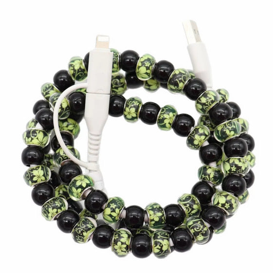 Charging Charger Cord - Beaded - Clear Design