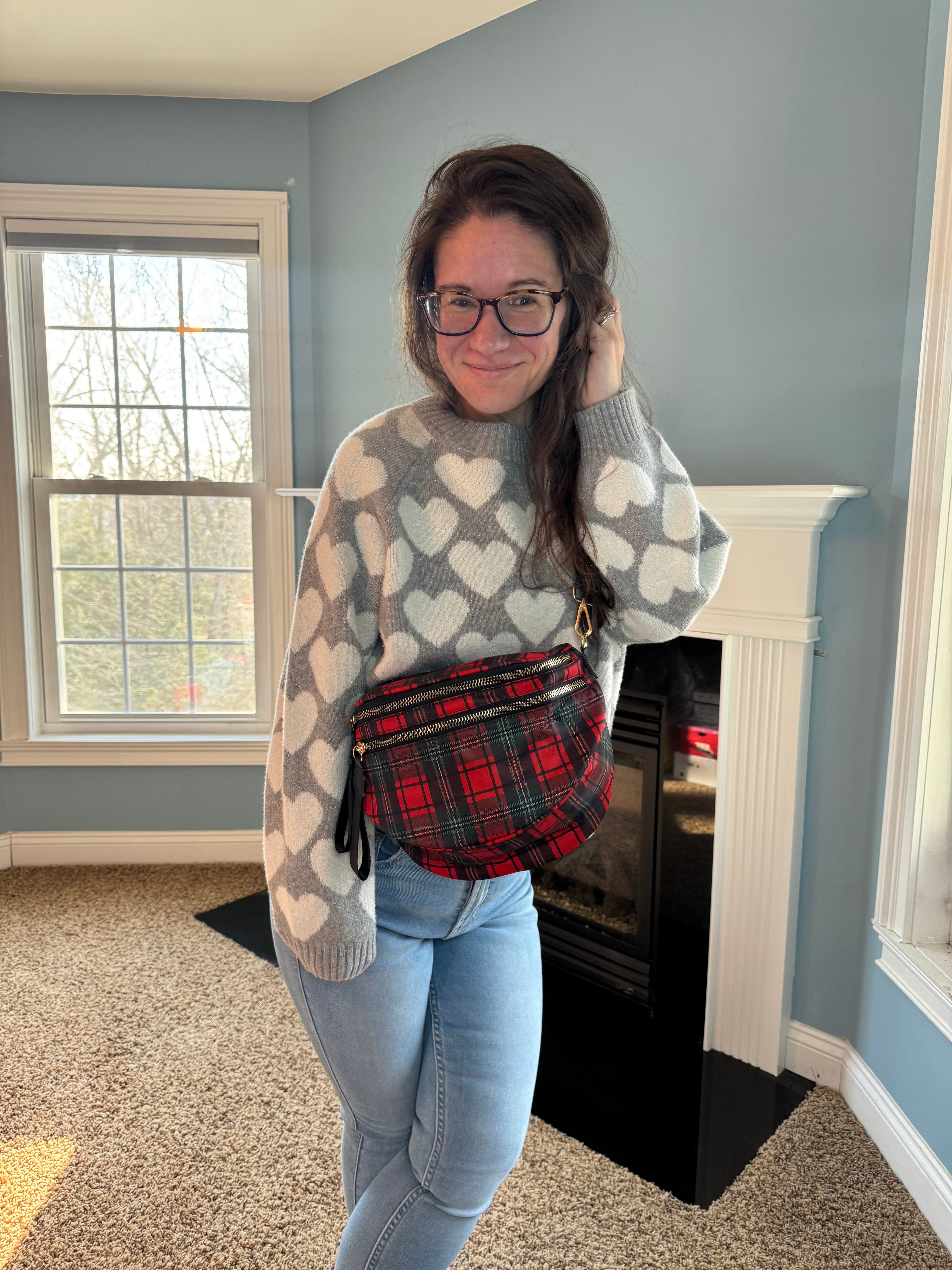 The Roni Nylon Crossbody - Red Plaid