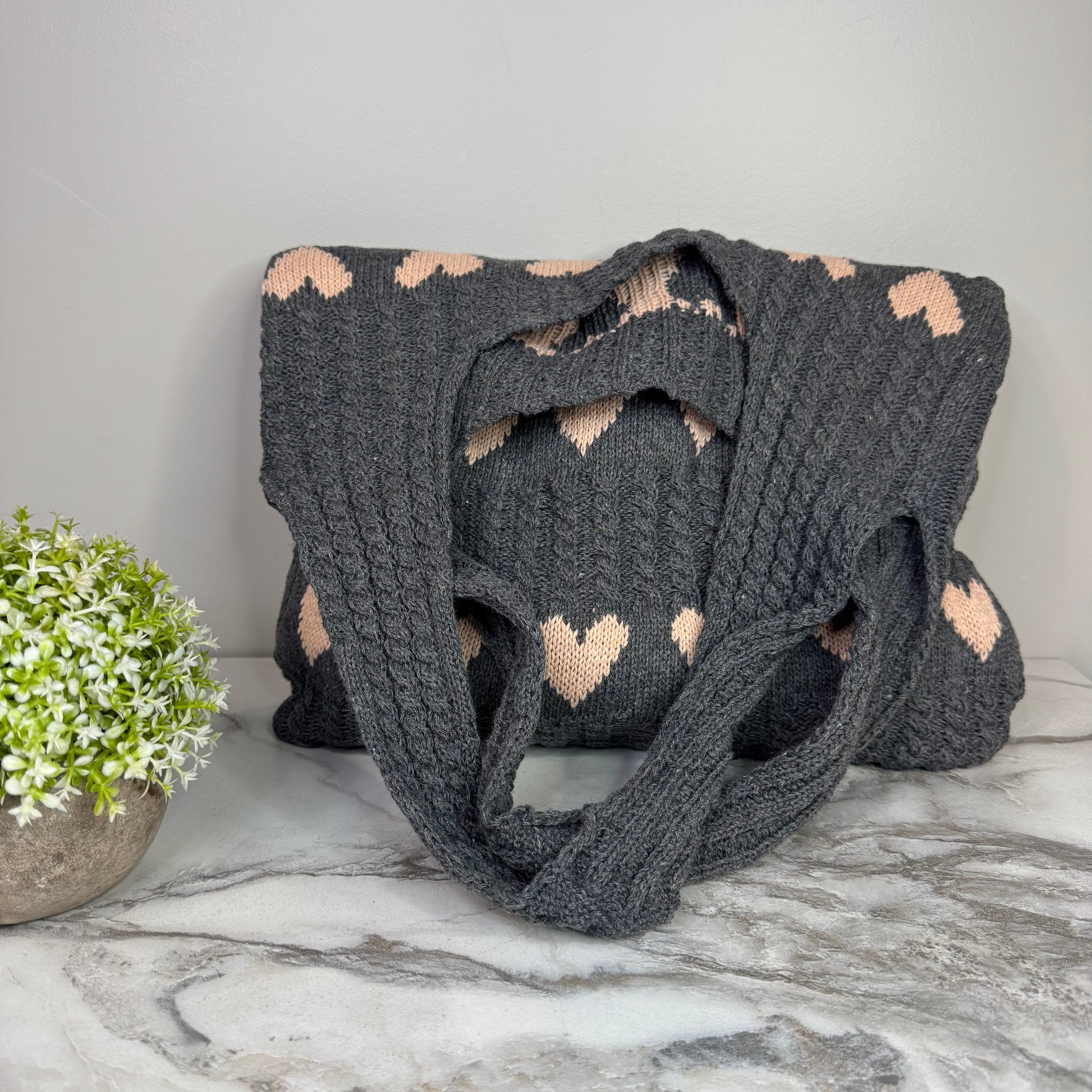 Heart Tote Bag - Knit Sweater