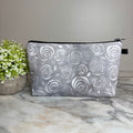 Pouch - Floral, Grey Roses