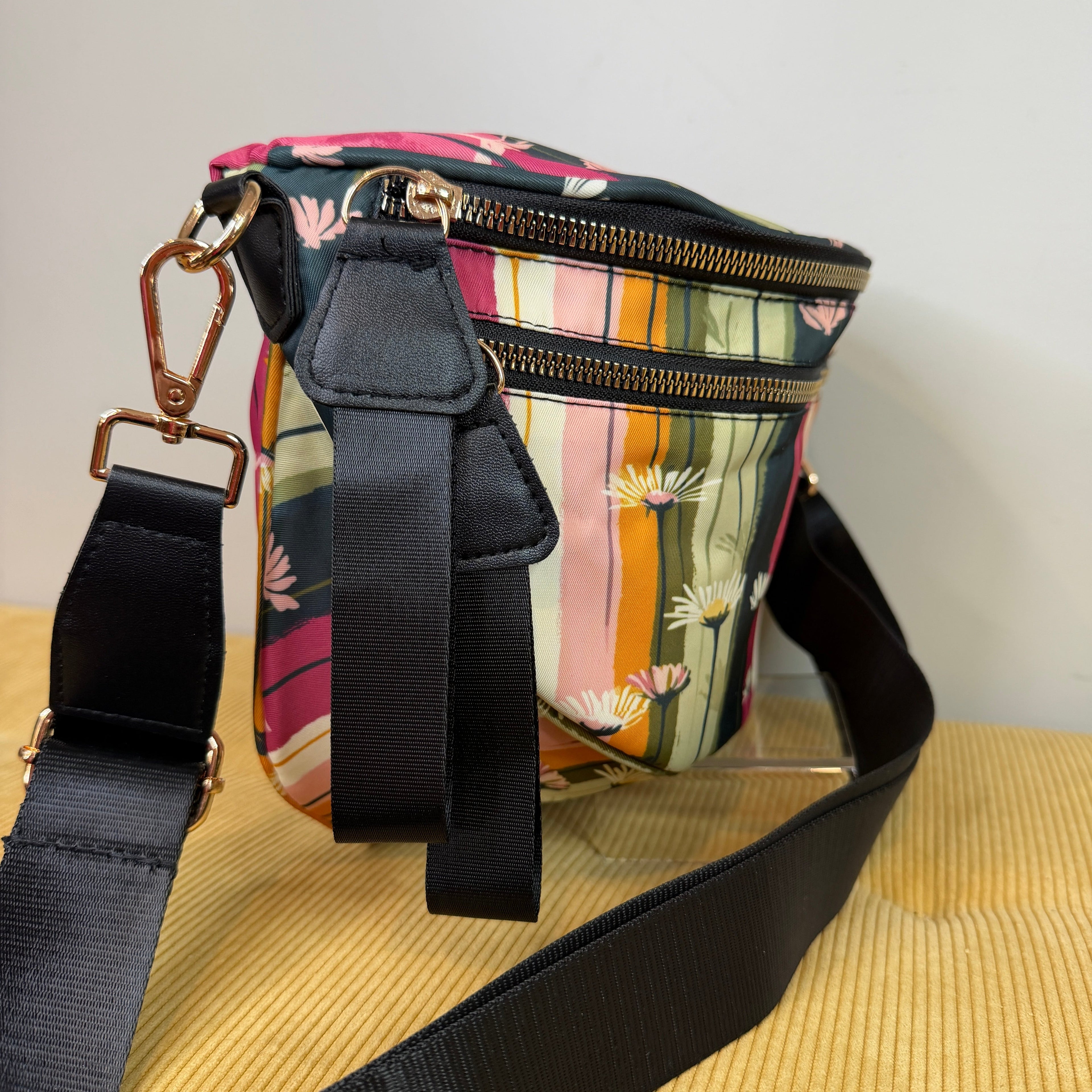 The Roni Nylon Crossbody - Daisy Stripe