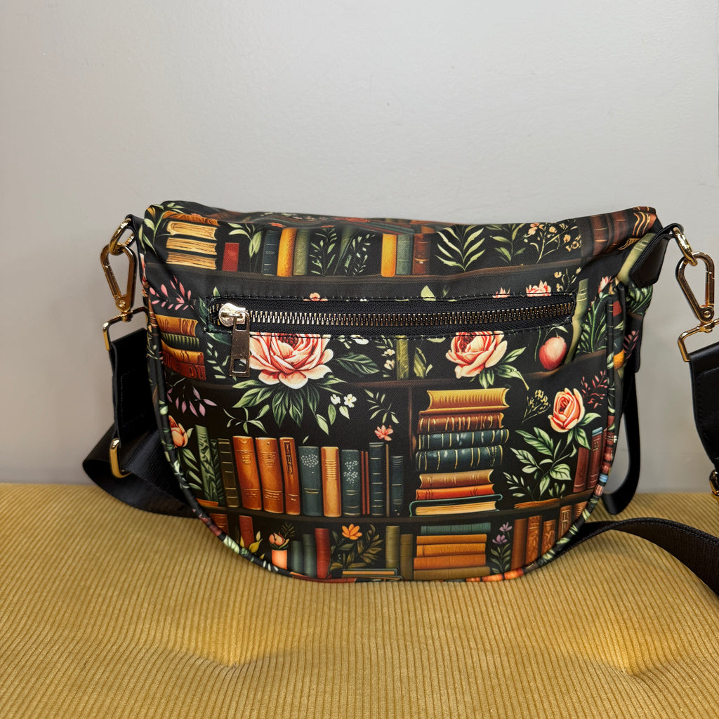 The Roni Nylon Crossbody - Book Shelf Floral Rose