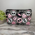 Pouch - Halloween Fall - Spooky Girl Skull Pink Grey
