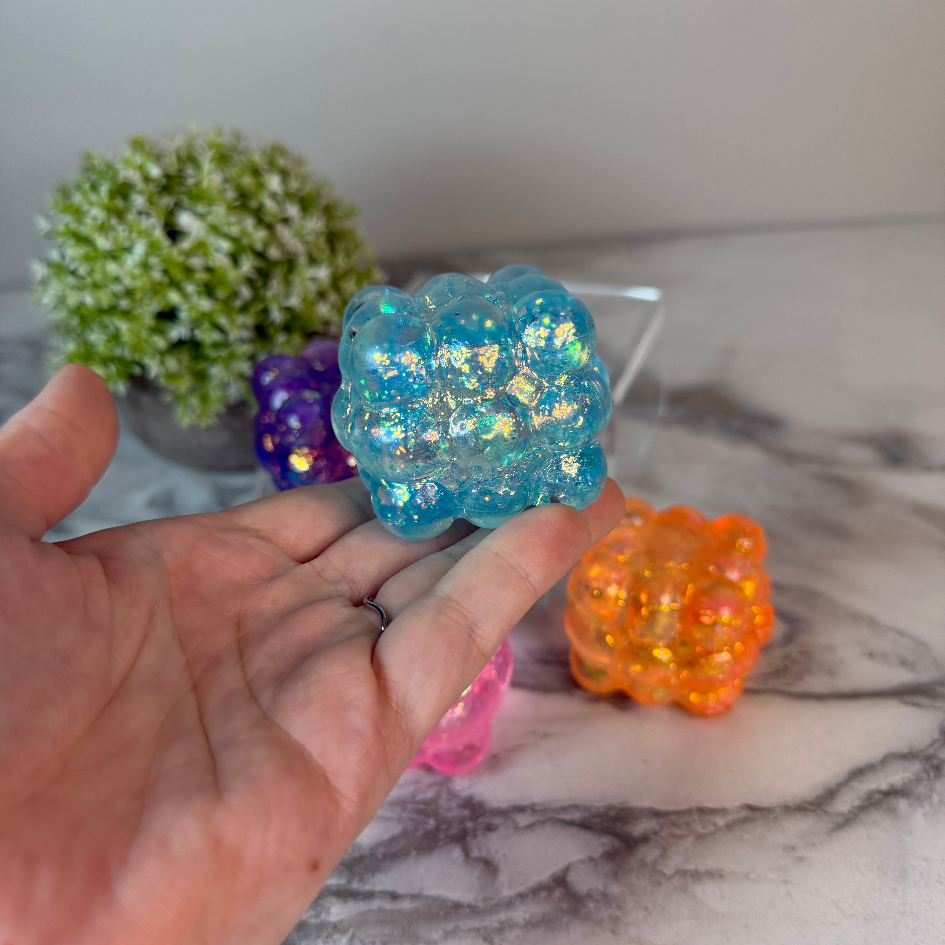 Squishy Toy - Smooth Nine Cube, Glitter