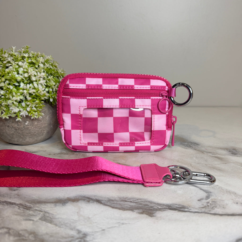Rue - Nylon Wristlet Wallet - Hot Pink Check