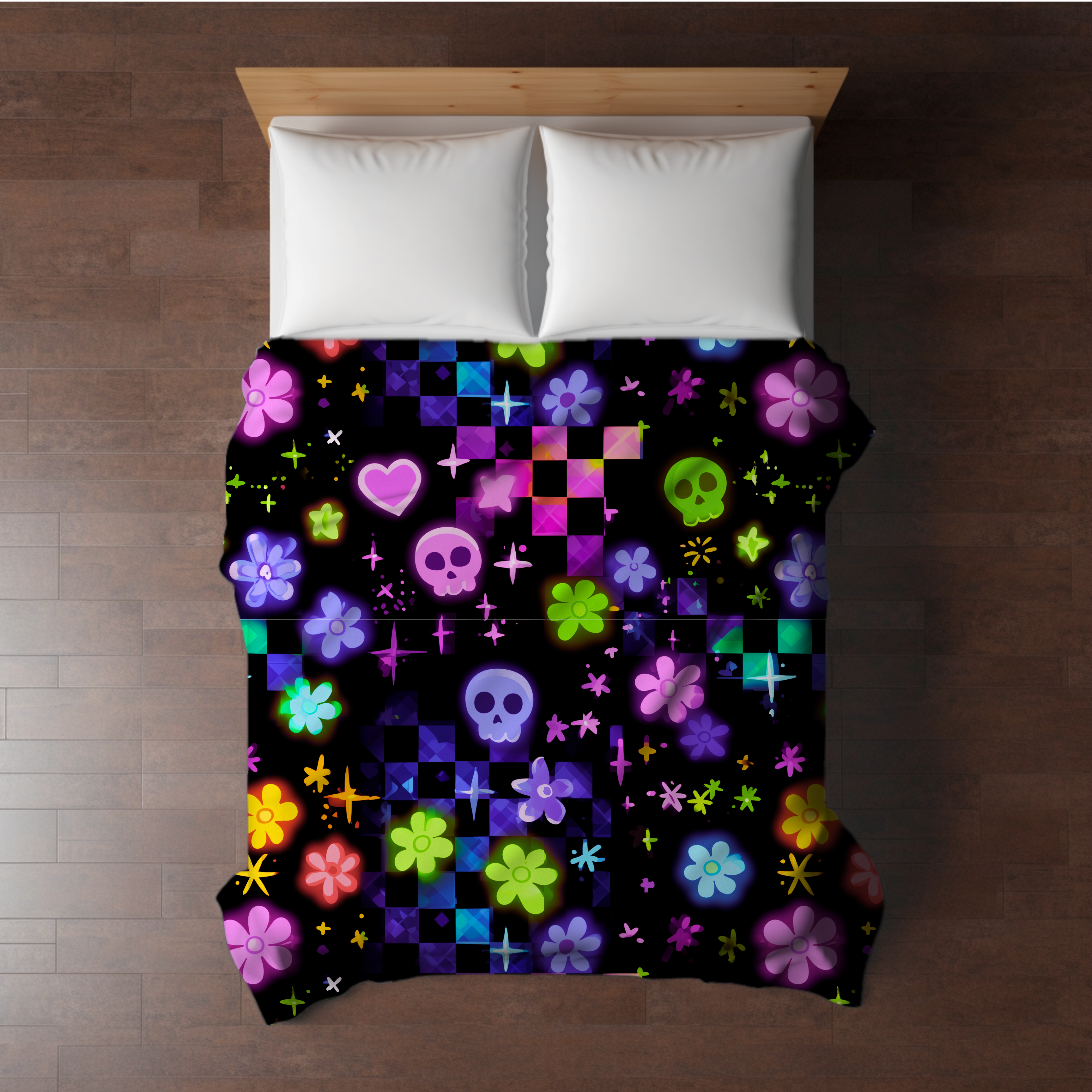Blanket Halloween #11 - Skull Check Floral Star - PREORDER ends 7/25