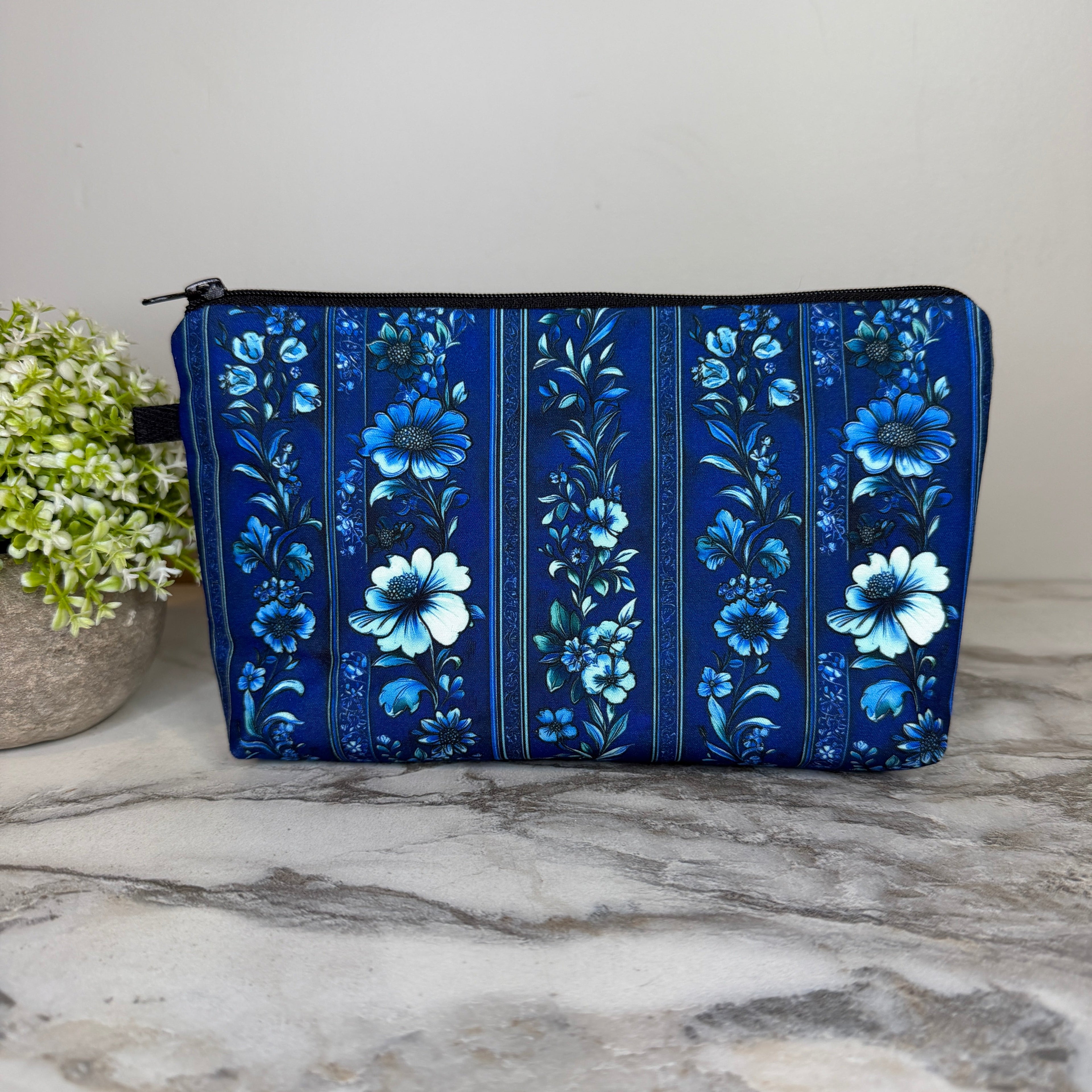 Pouch - Floral Blue Stripe