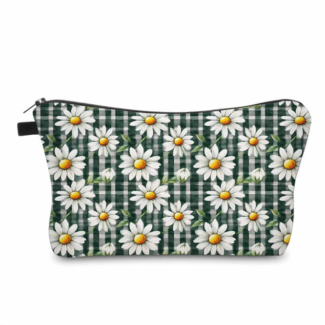 Pouch - Floral Olive Gingham Daisy