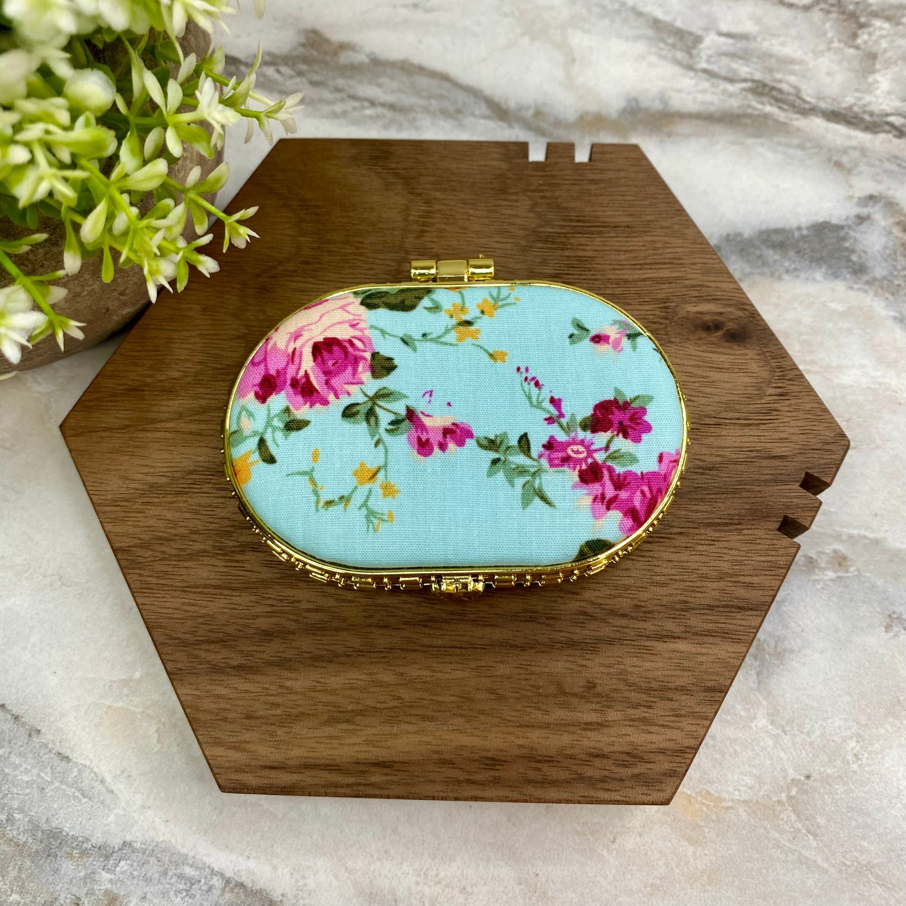 Compact Mirror - Blue Floral (by shape)
