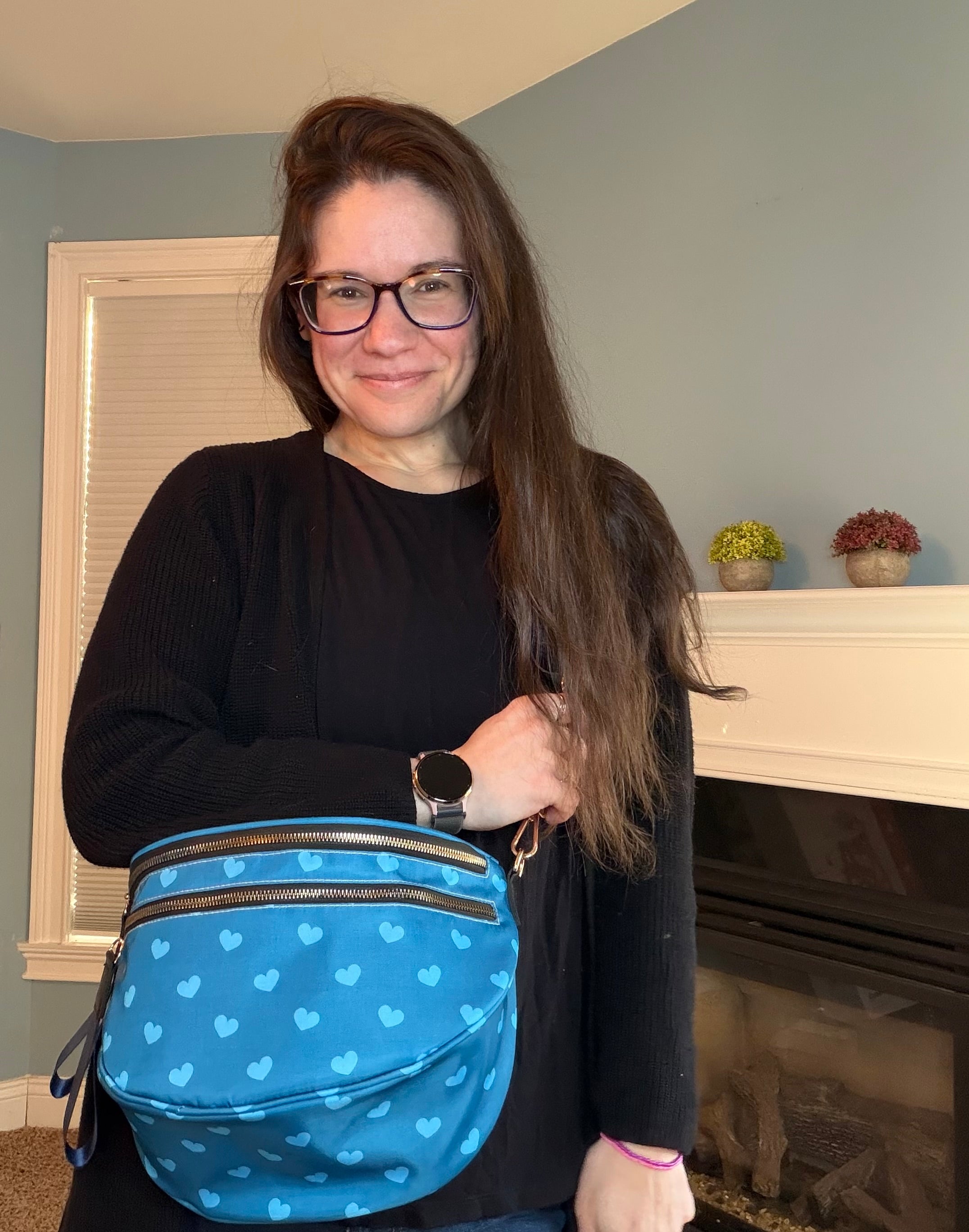 The Roni Nylon Crossbody - Dark Blue Hearts