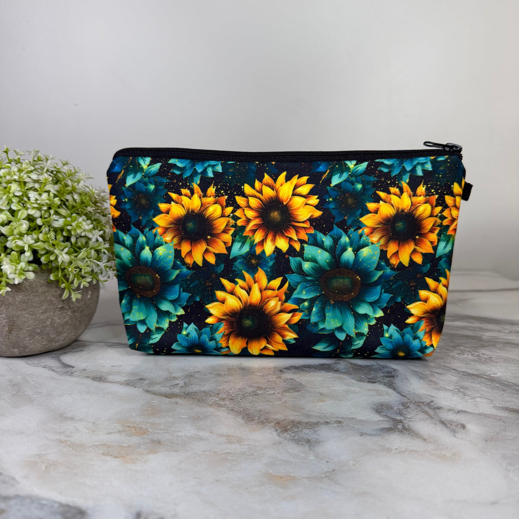 Pouch - Floral, Sunflower Teal & Yellow