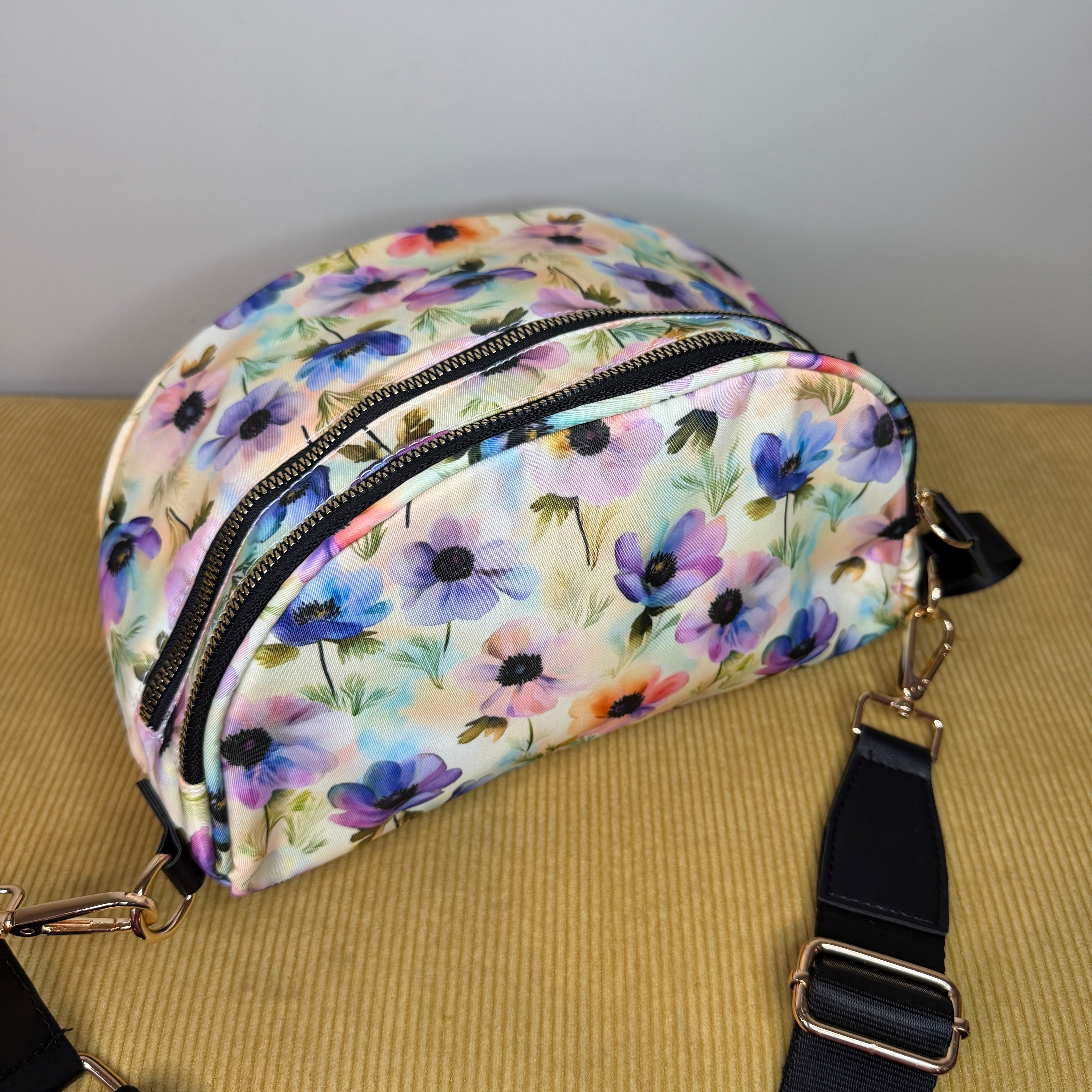 The Roni Nylon Crossbody - Watercolor Poppy Floral