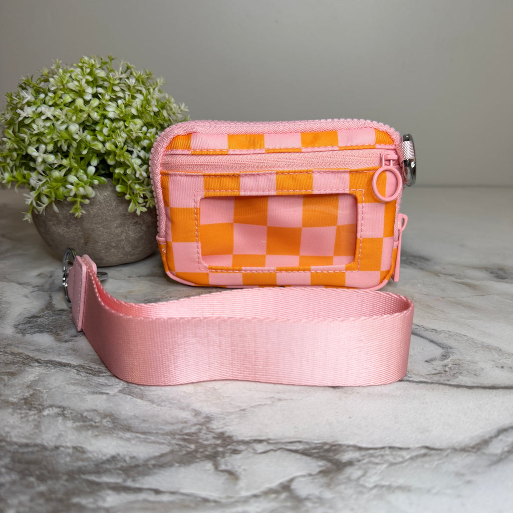 Rue - Nylon Wristlet Wallet - Pink Orange Plaid