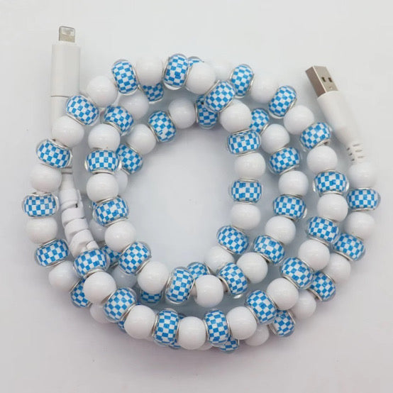 Charging Charger Cord - Beaded - Clear Design