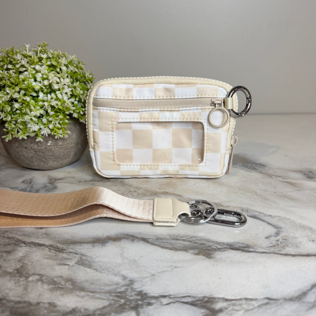 Rue - Nylon Wristlet Wallet - Beige Check