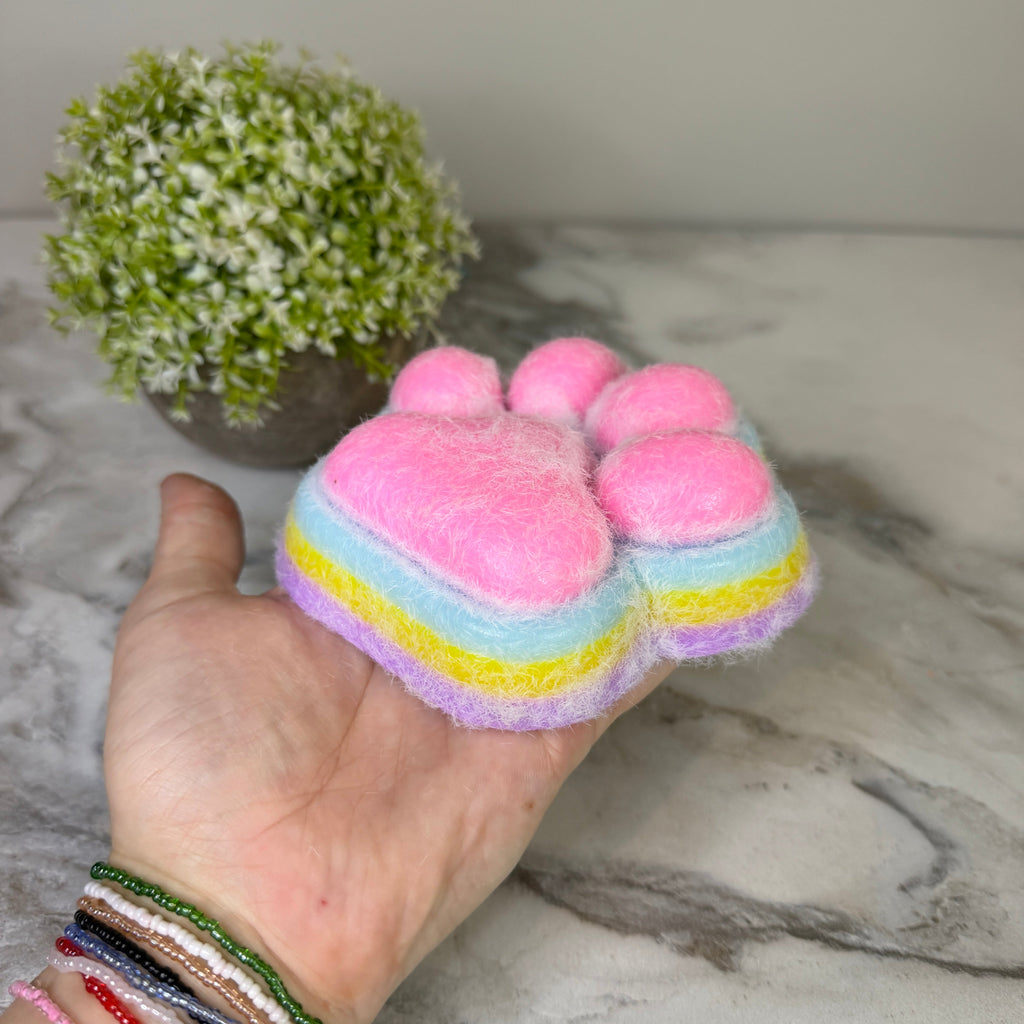 Squishy Toy - Giant Paw Taba - Rainbow Pink Paw