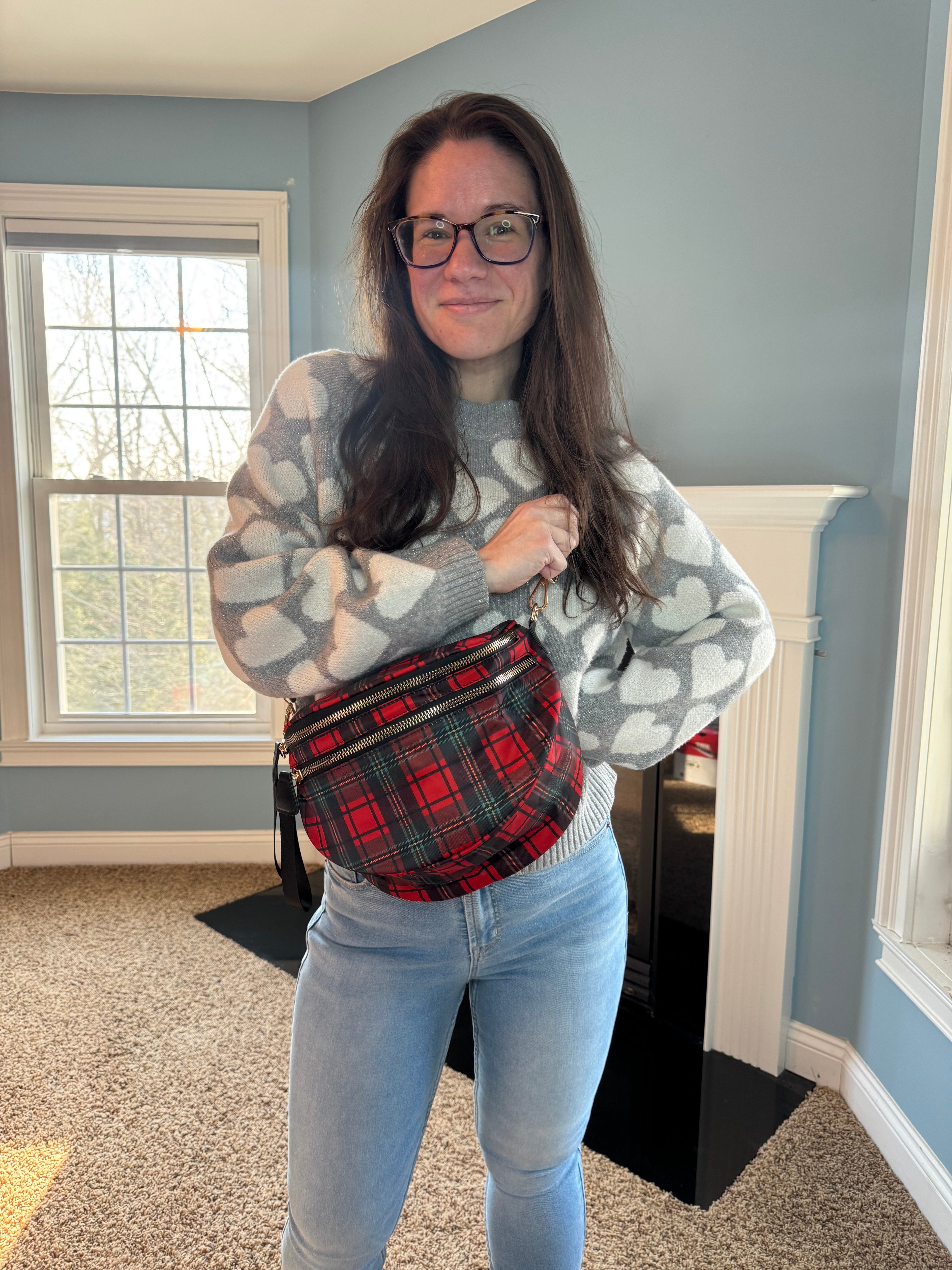 The Roni Nylon Crossbody - Red Plaid