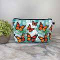Pouch - Butterfly Orange Teal Watercolor