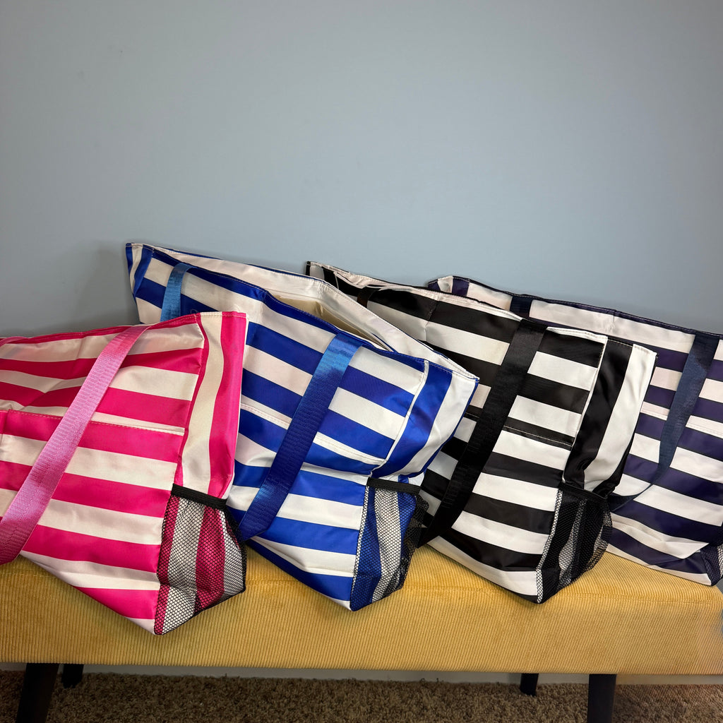 Tote Bag - Summer Stripes - Medium Blue