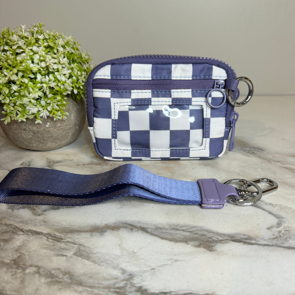Rue - Nylon Wristlet Wallet - Plum Check
