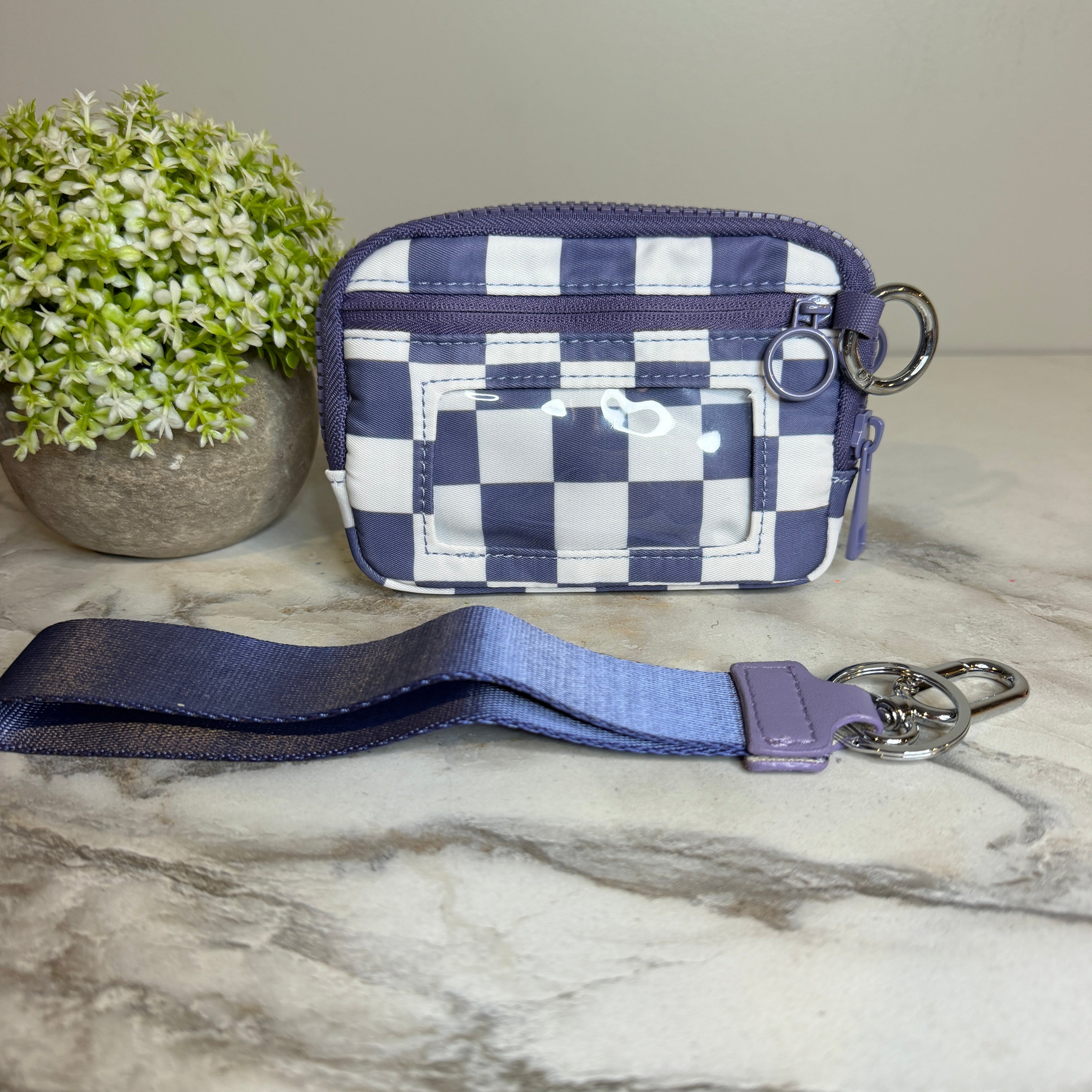 Rue - Nylon Wristlet Wallet - Plum Check