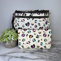 Bundled Set - Roni & Pouch - Animal Print Multi Color Hearts