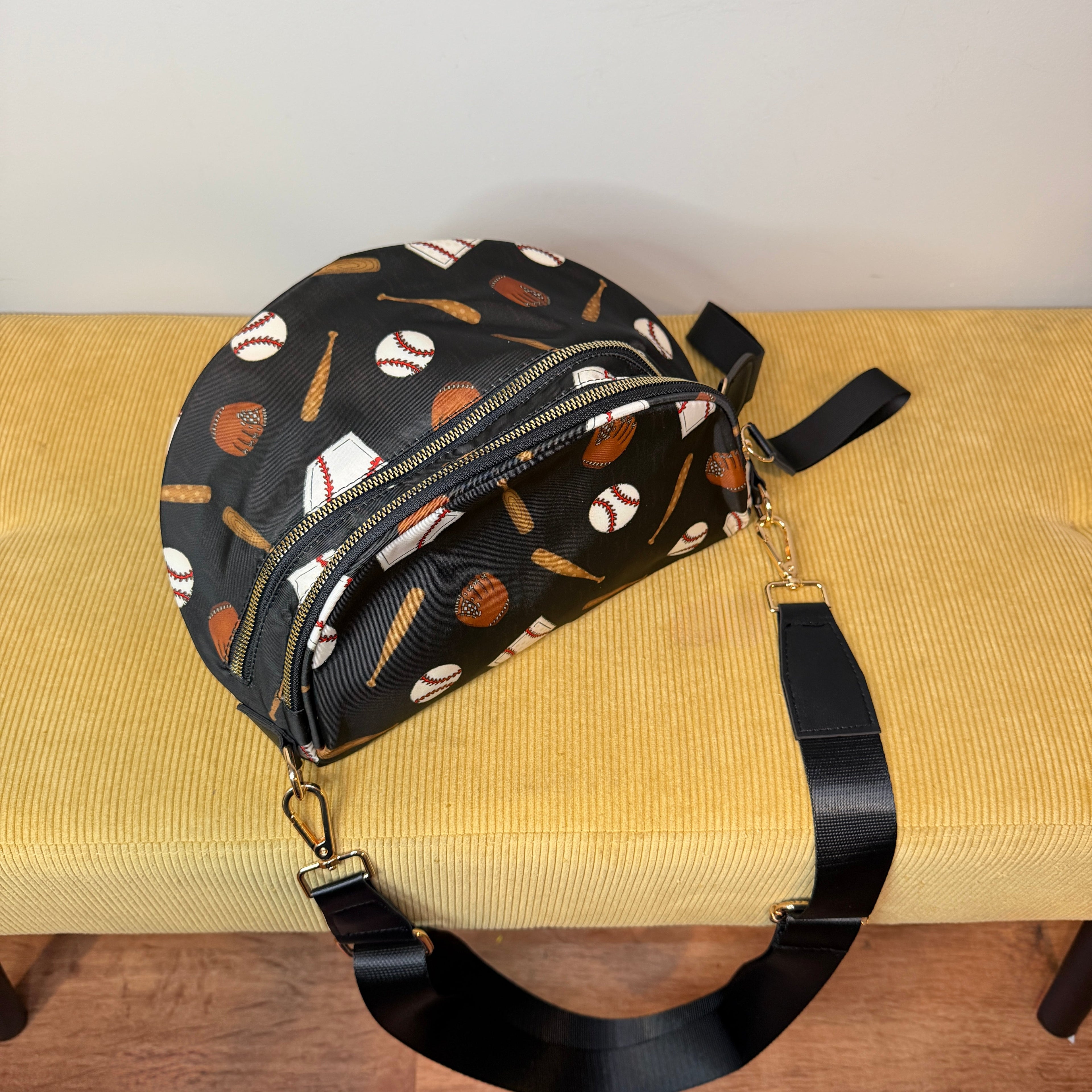 The Roni Nylon Crossbody - Baseball on Black
