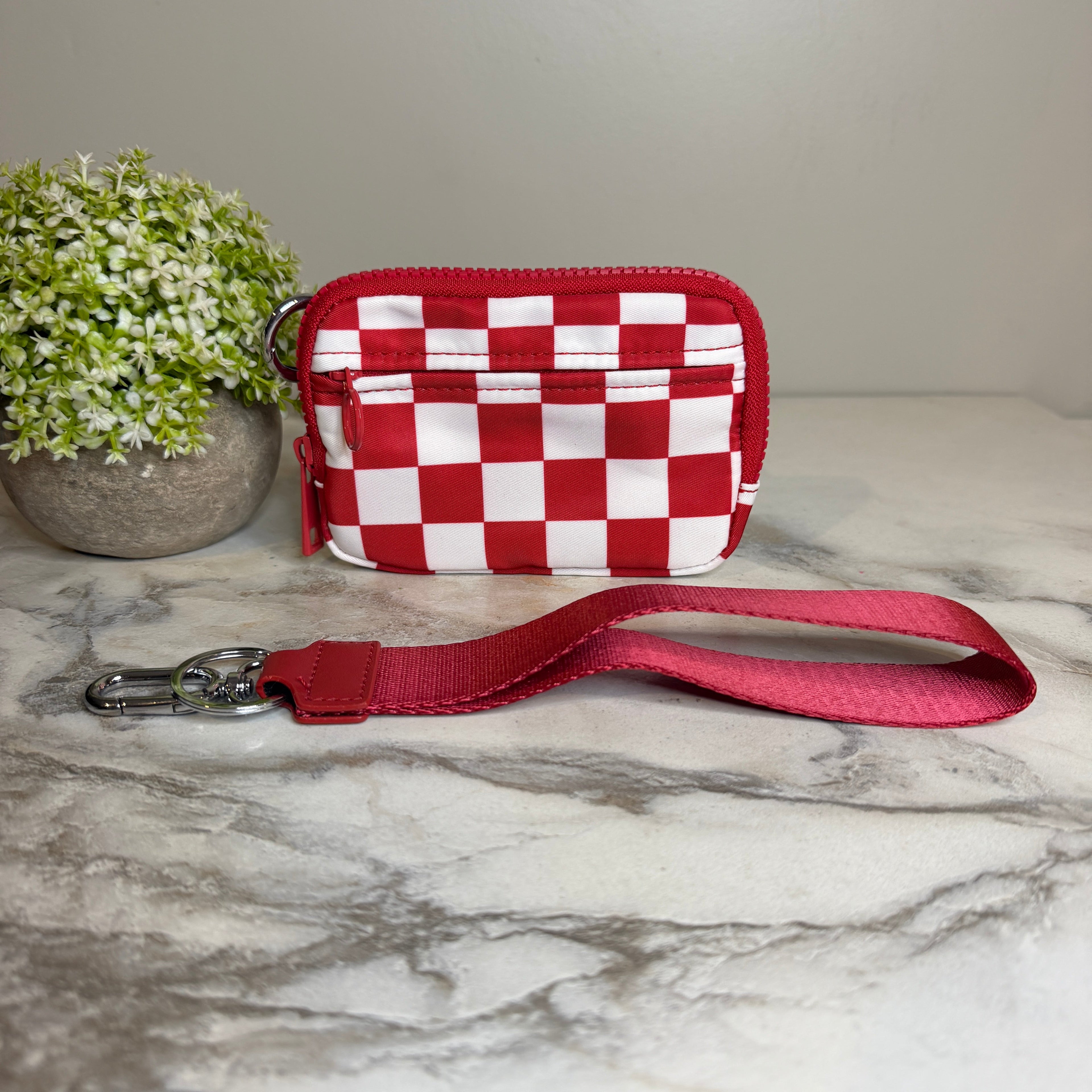 Rue - Nylon Wristlet Wallet - Red Check