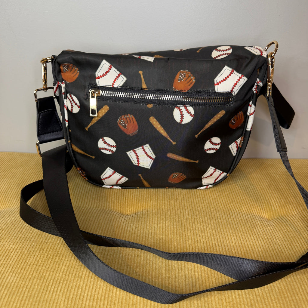The Roni Nylon Crossbody - Baseball on Black