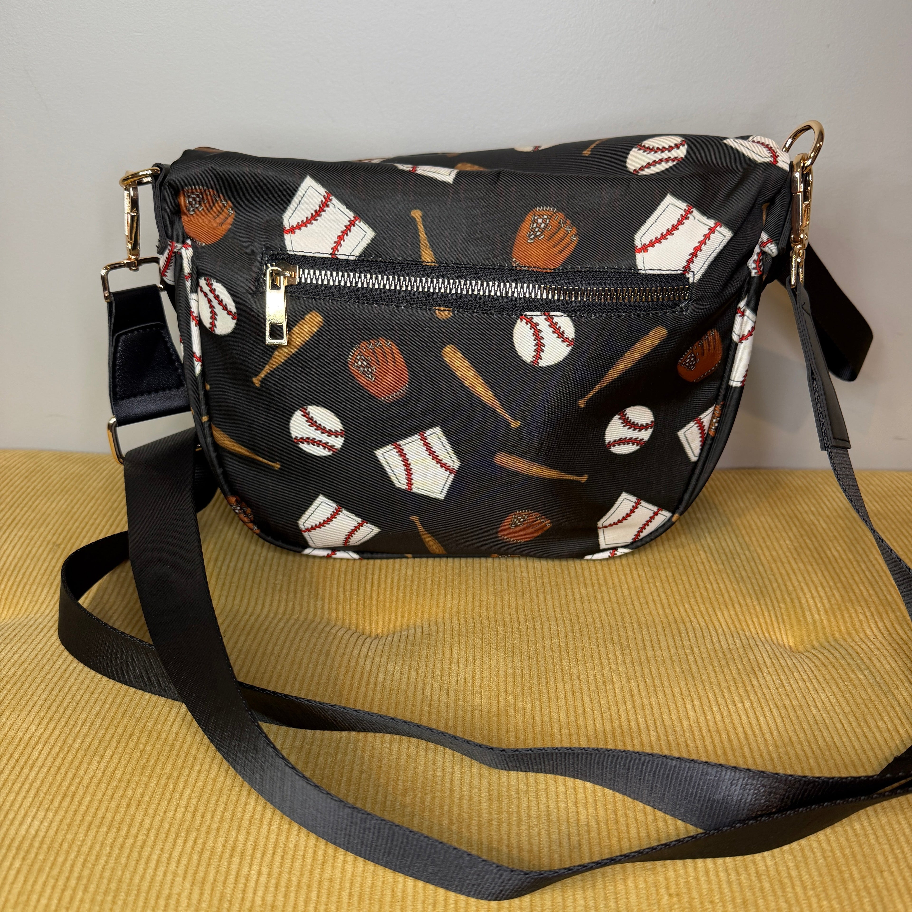 The Roni Nylon Crossbody - Baseball on Black
