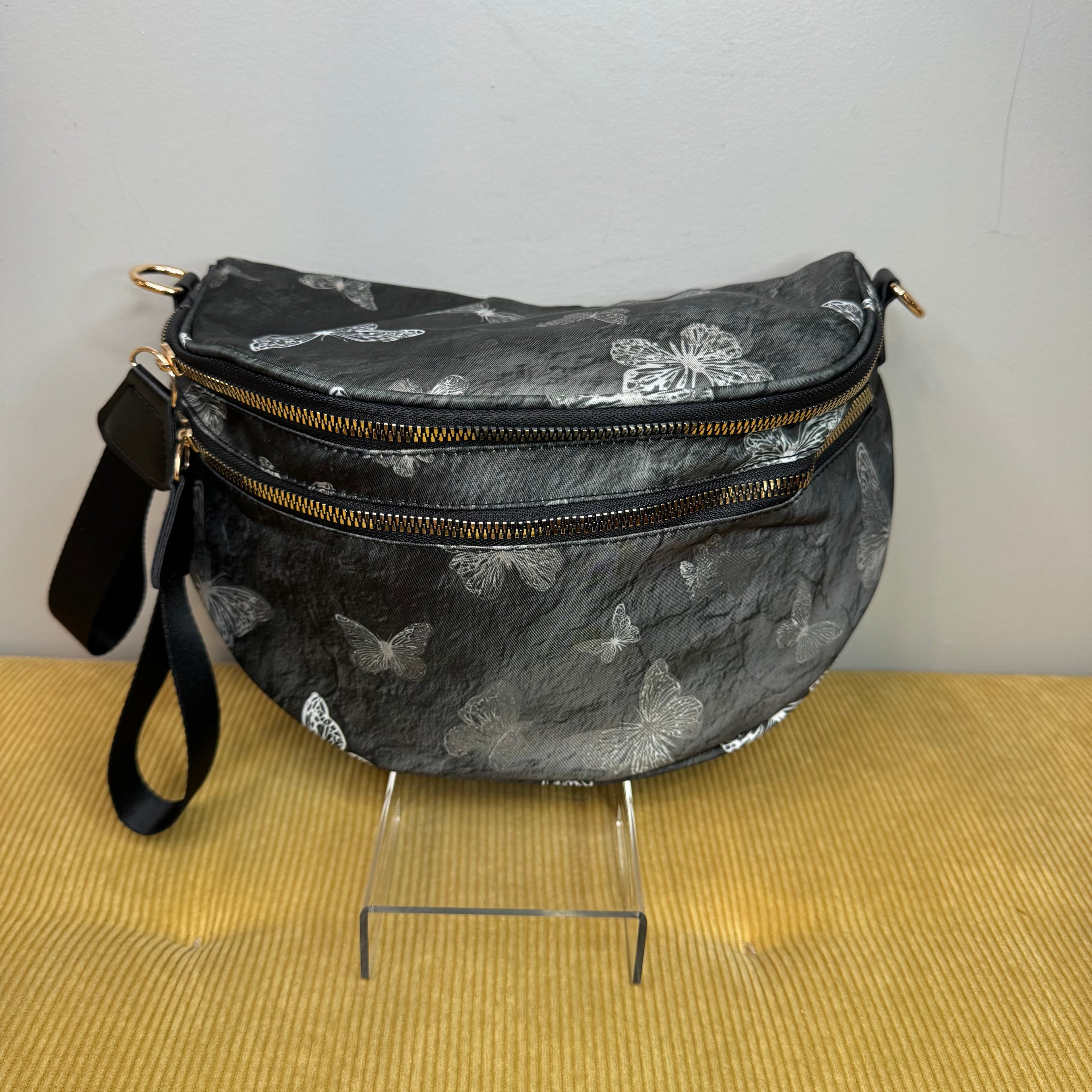 The Roni Nylon Crossbody - Grey Butterfly