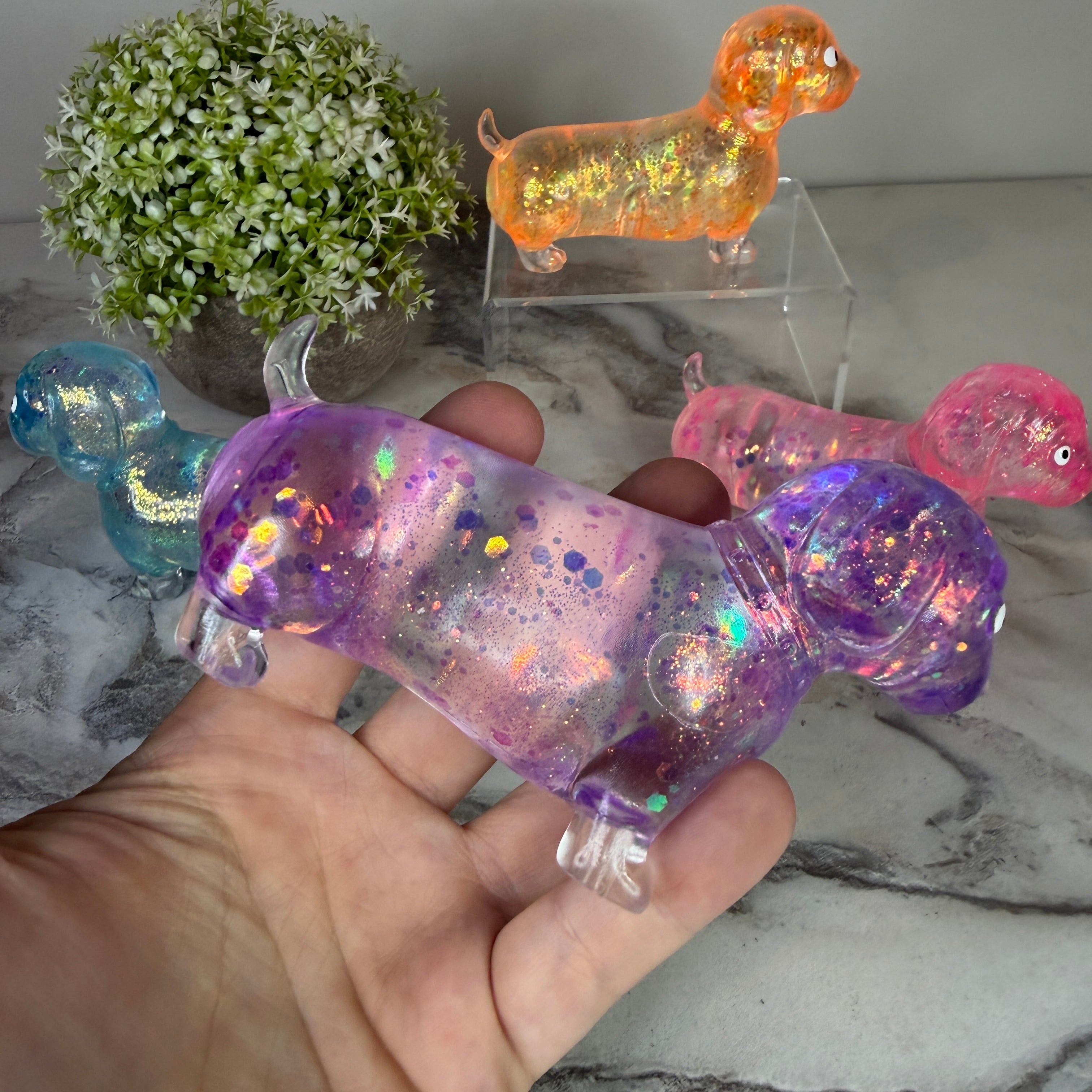 Squishy Toy - Glitter Weiner Dog