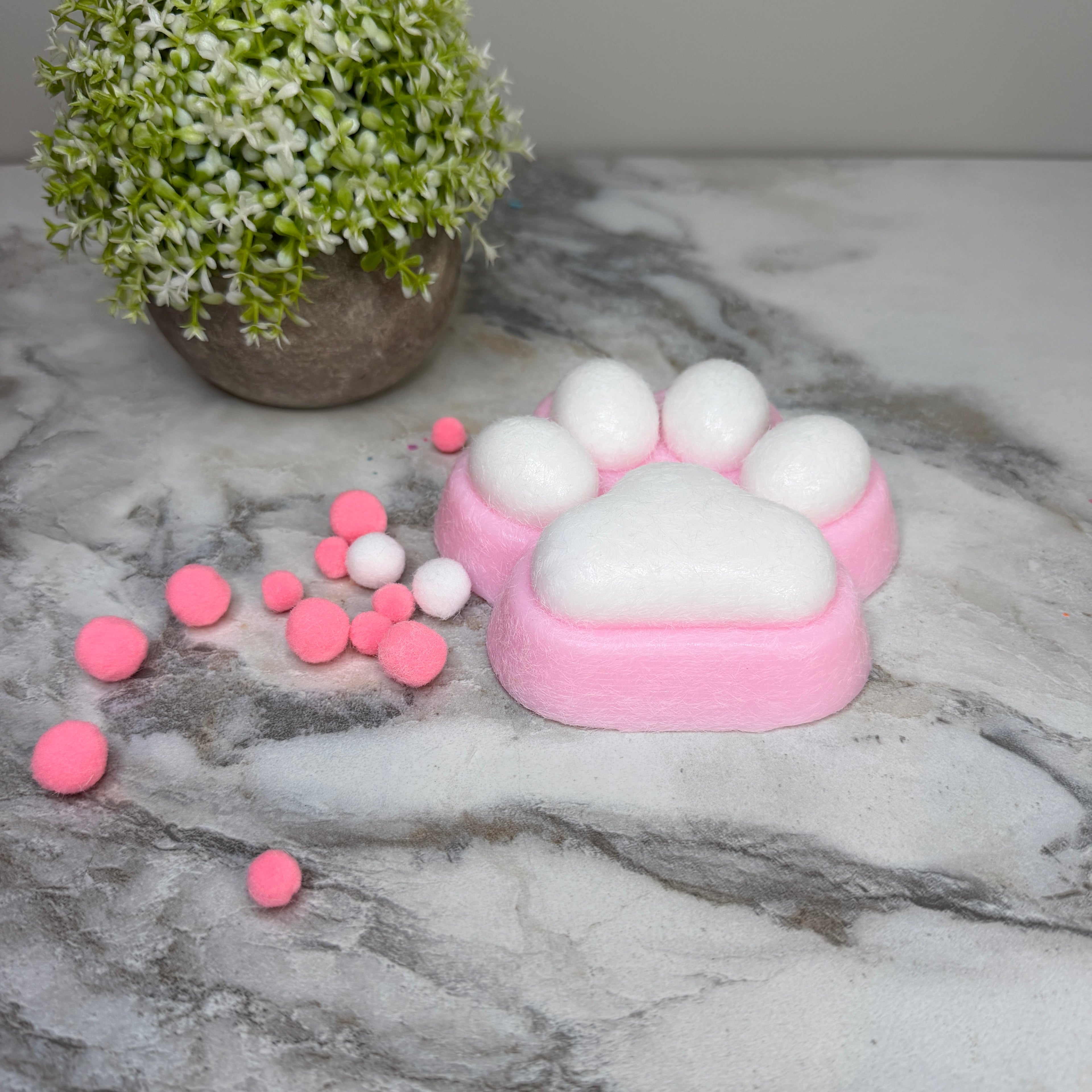 Squishy Toy - Giant Paw Taba - Pink White