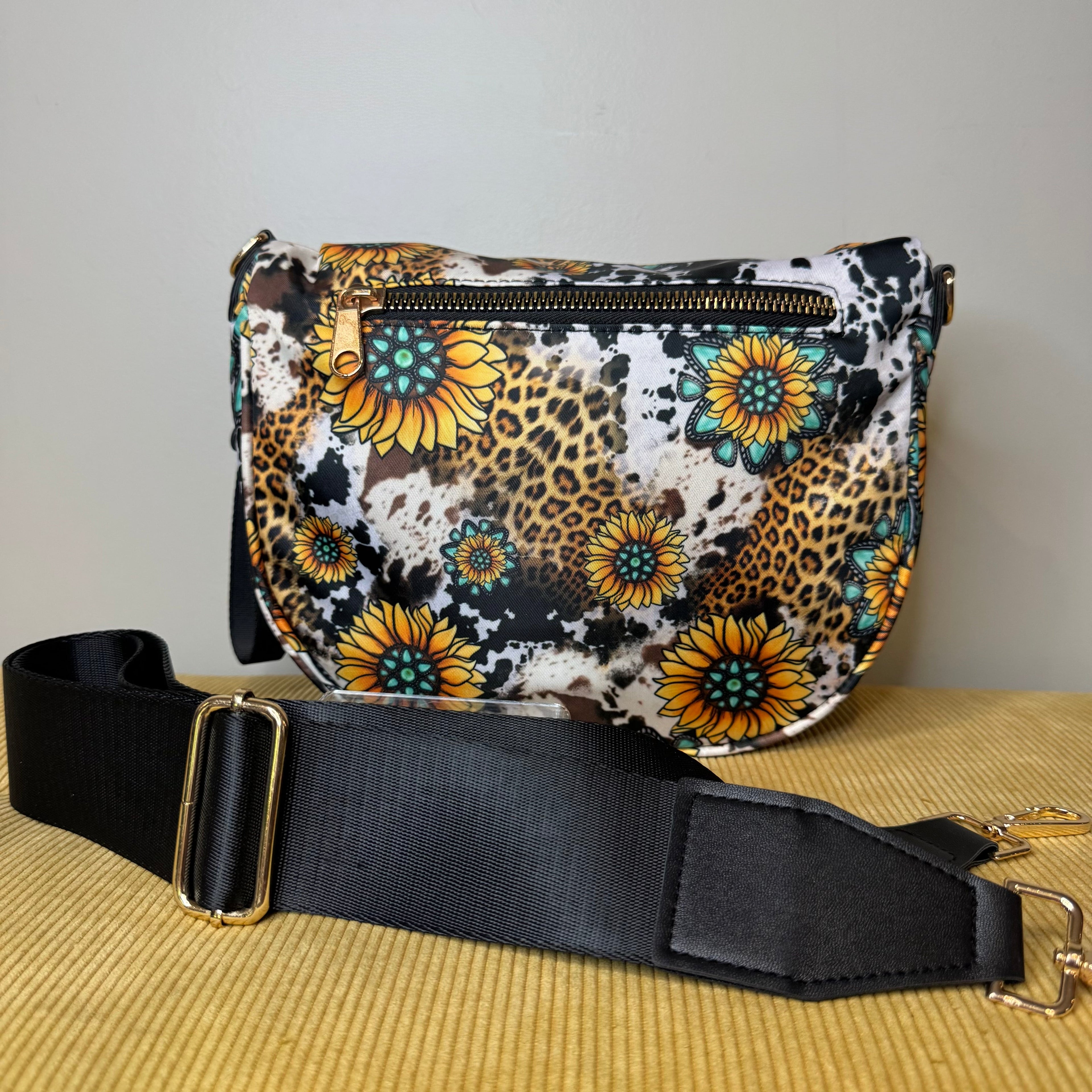 The Roni Nylon Crossbody - Turquoise Sunflower