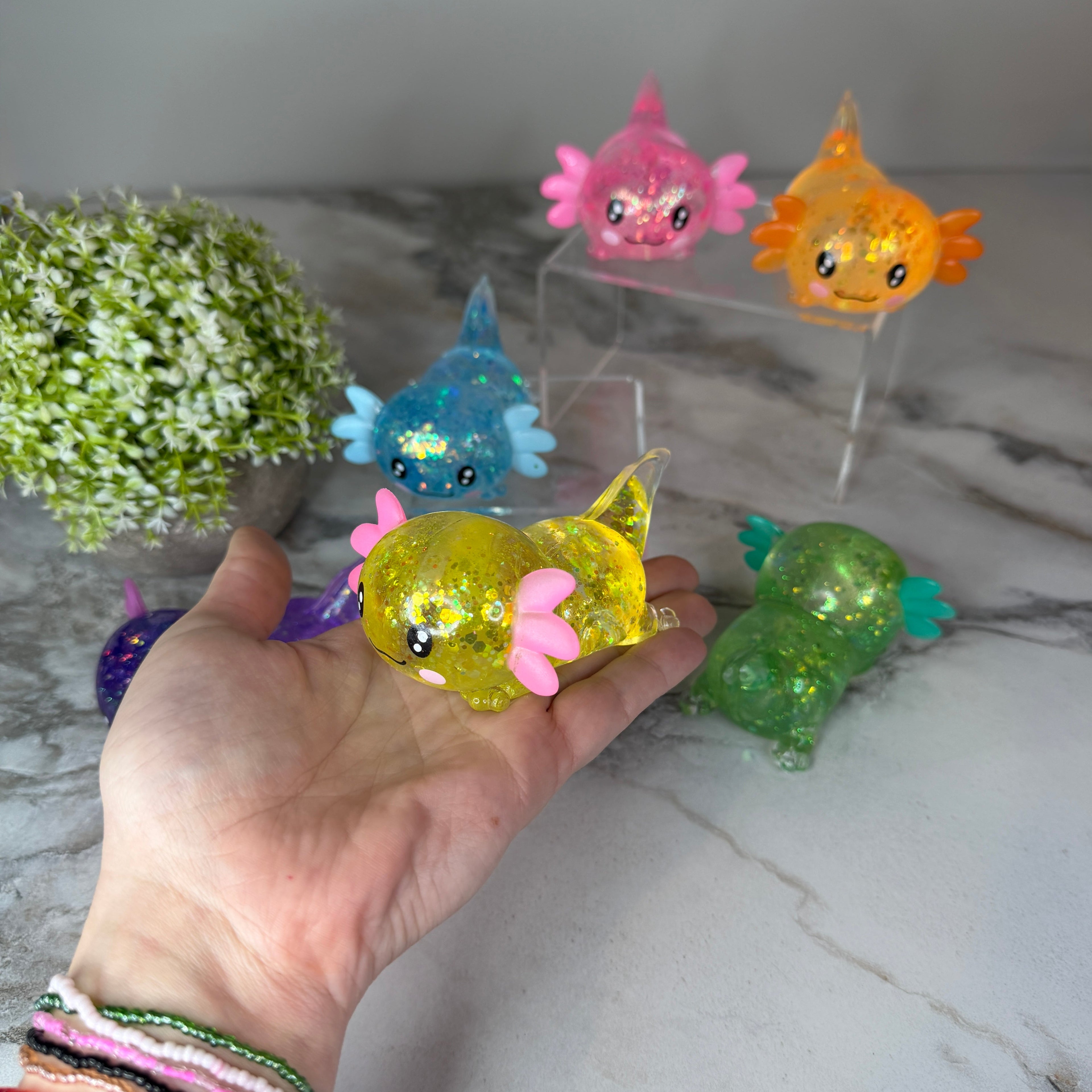 Squishy Toy - Axolotl, Glitter