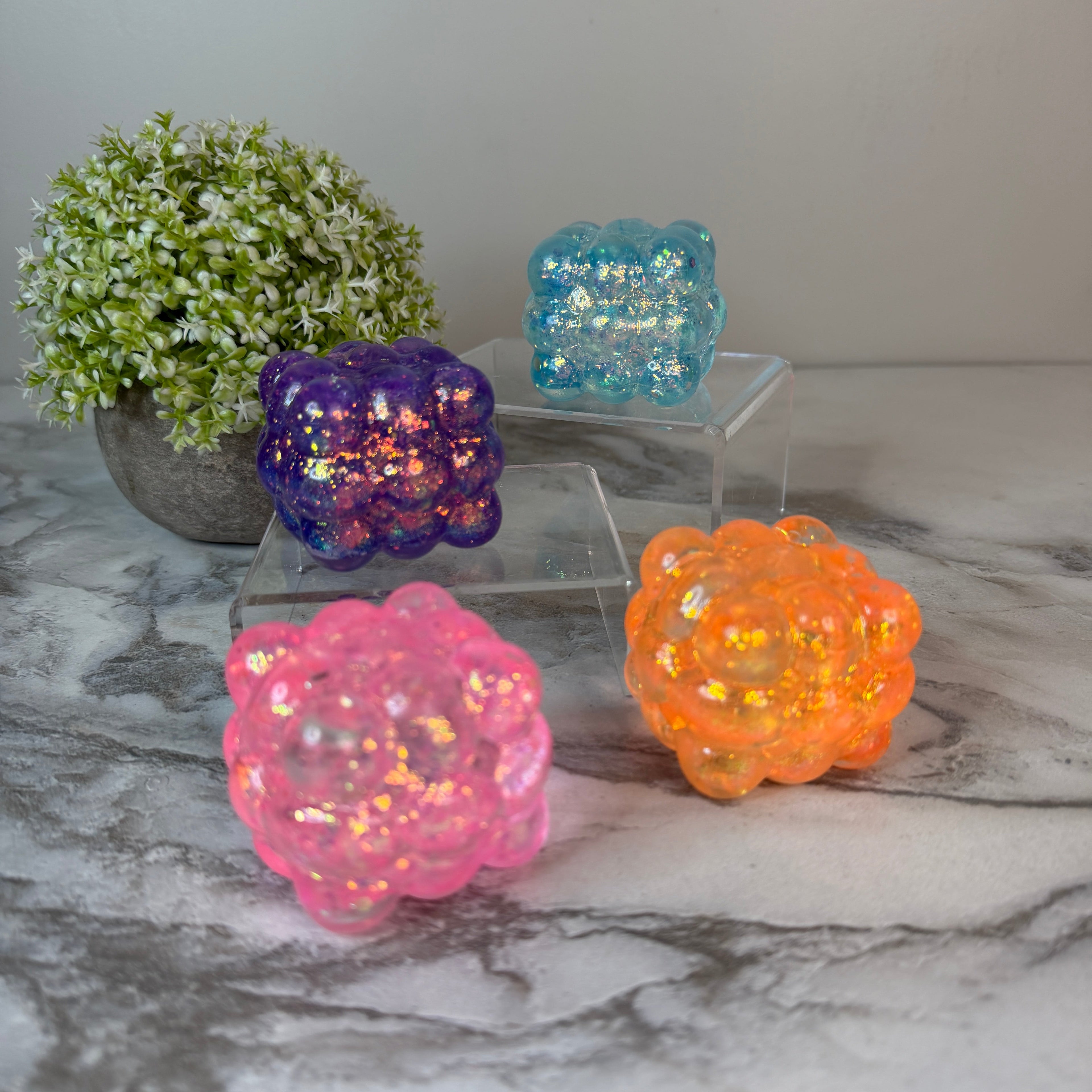 Squishy Toy - Smooth Nine Cube, Glitter