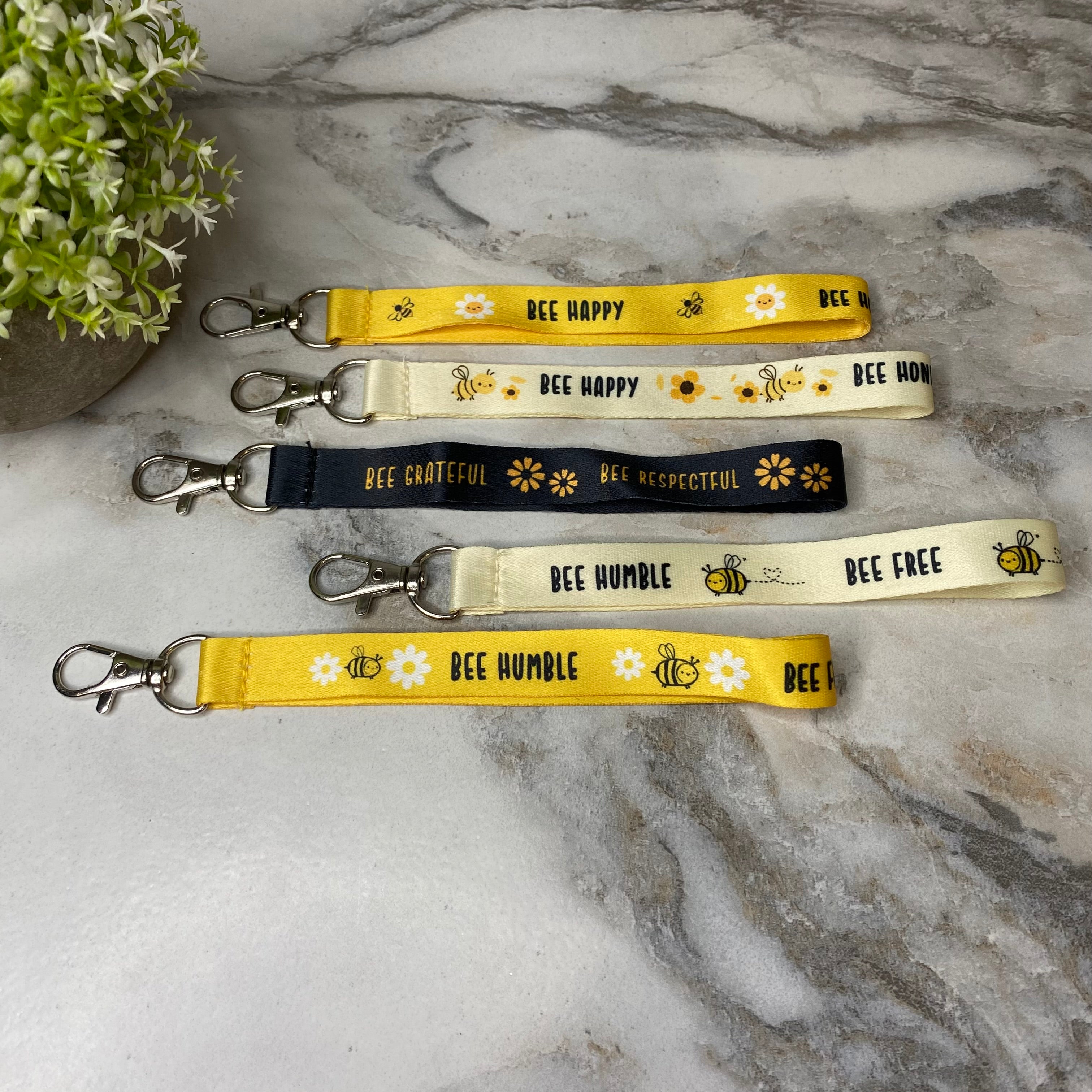 Wrist Lanyard with Keychain Clasp - Bee