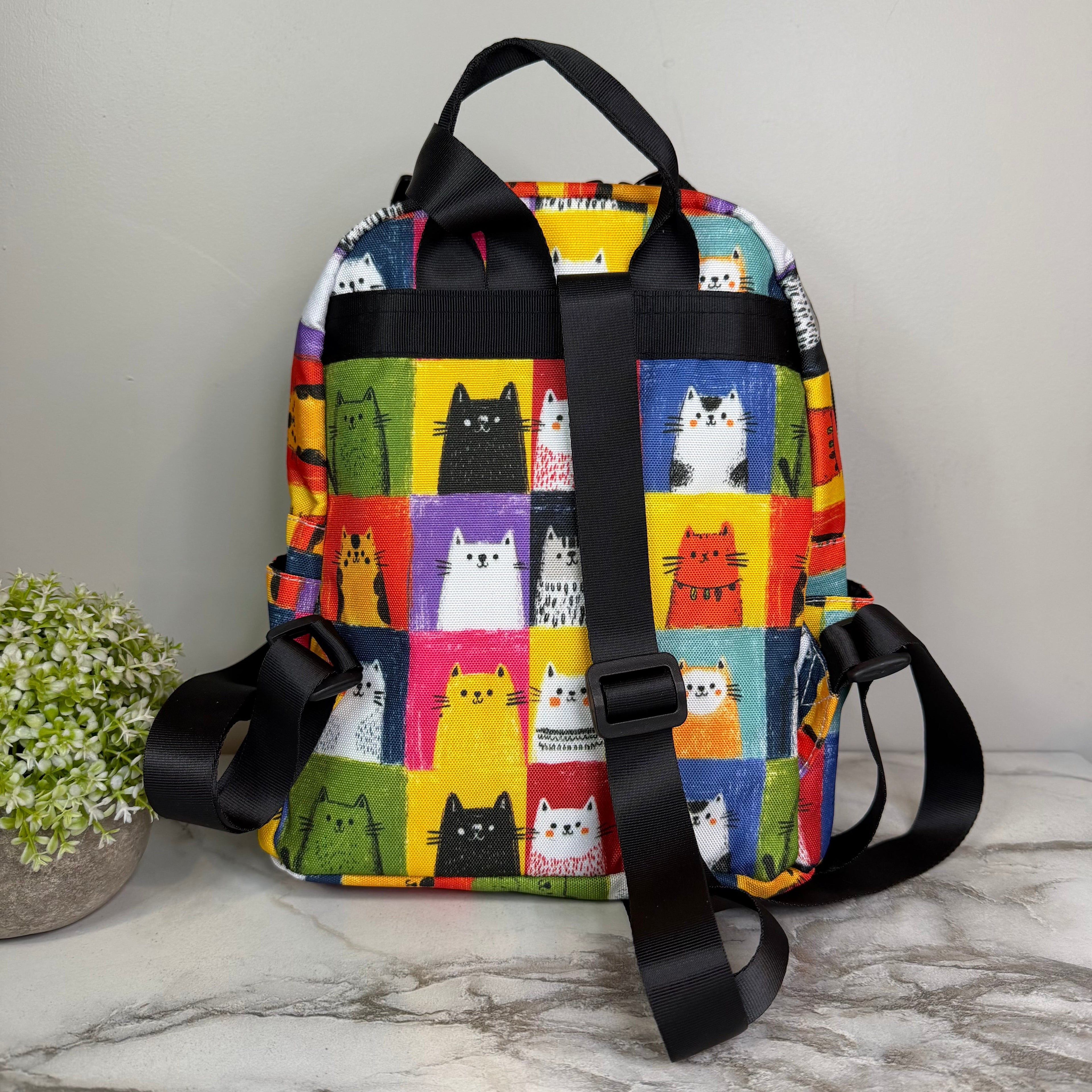 Mini Backpack - Cat Squares
