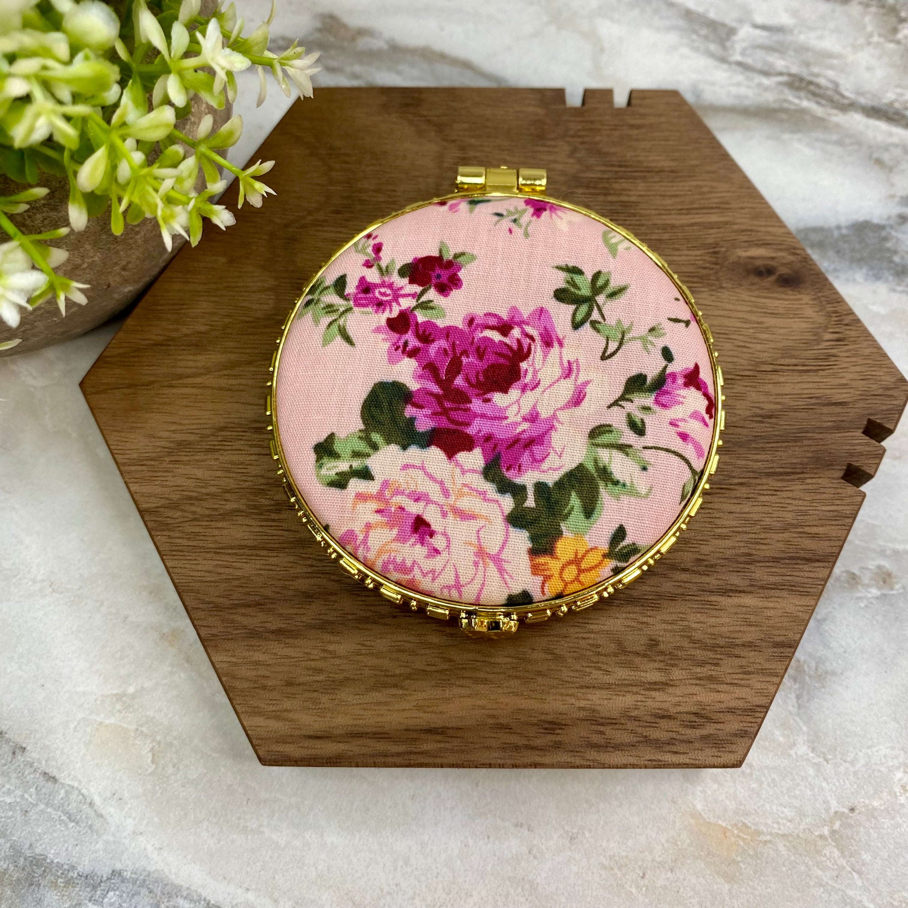 Compact Mirror - Pink Floral (by shape)