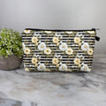 Pouch - Floral Black Grey Stripe