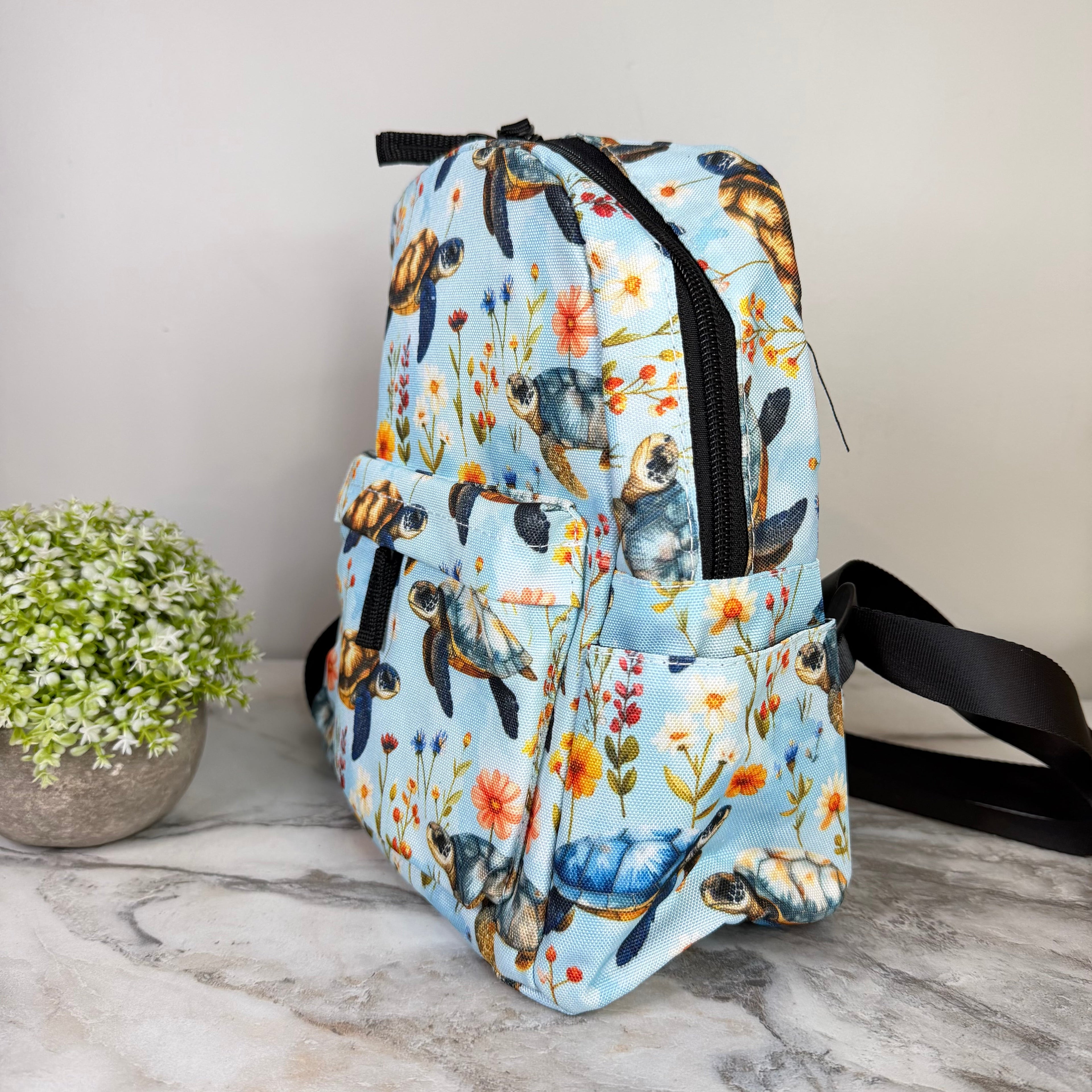Mini Backpack - Floral Turtle