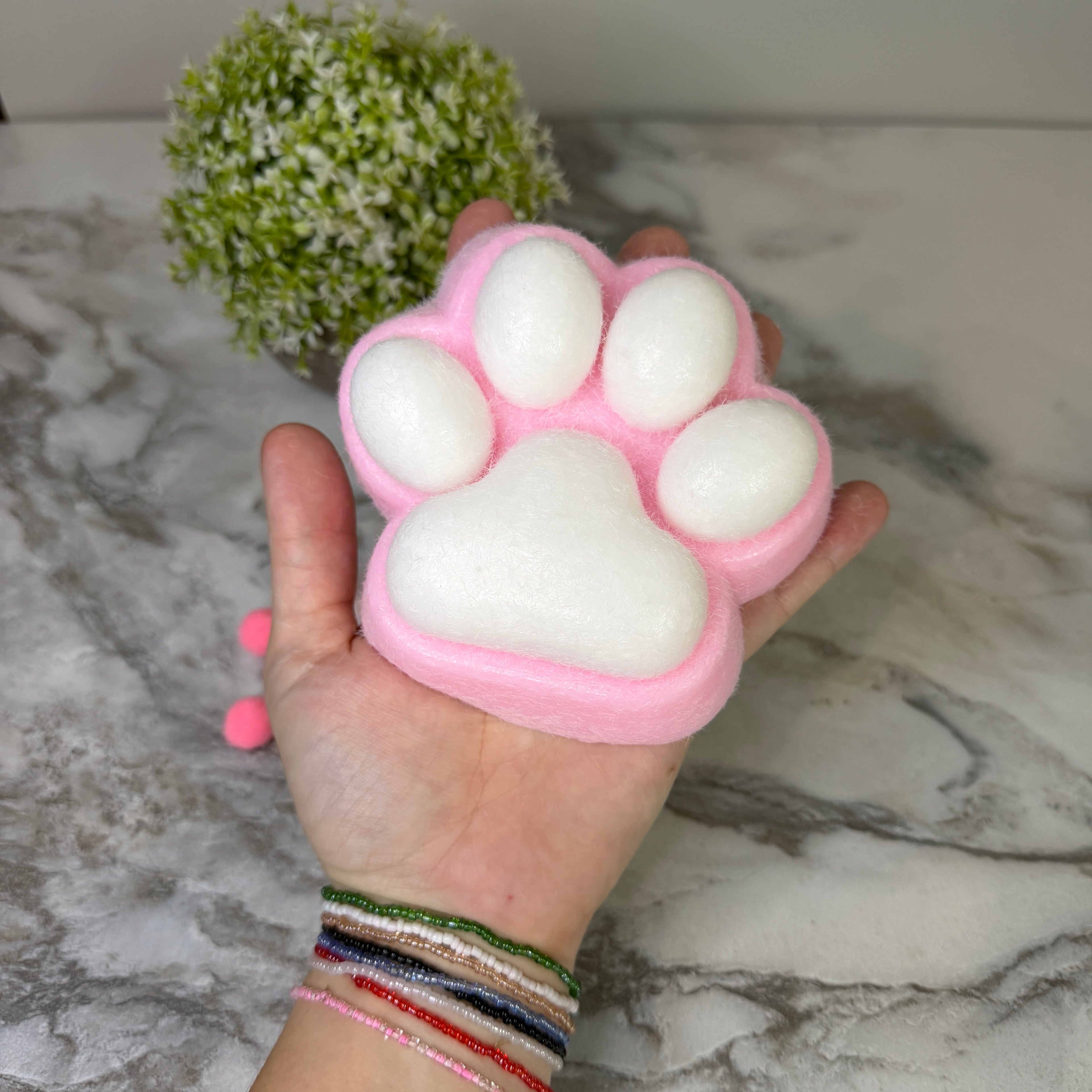 Squishy Toy - Giant Paw Taba - Pink White