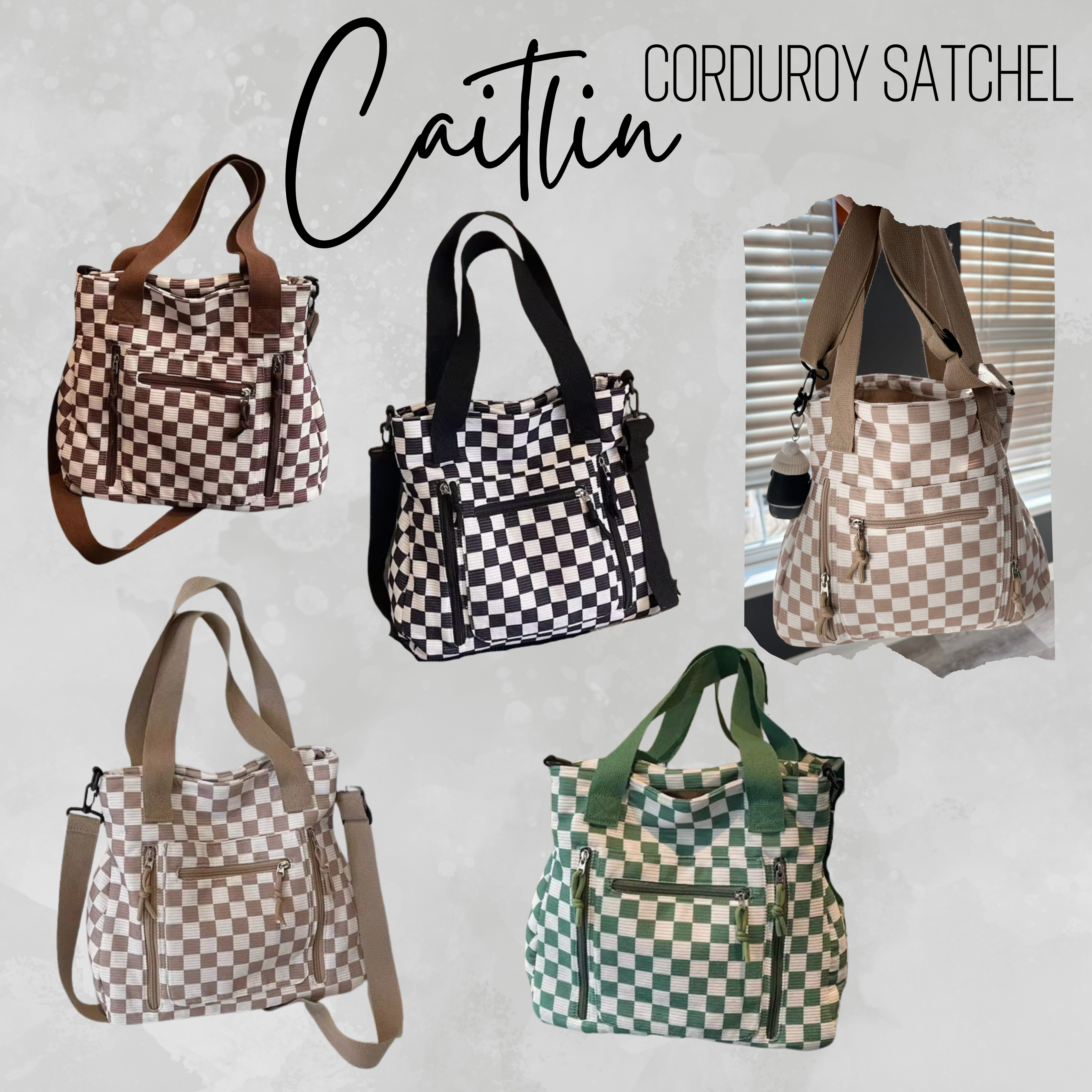 Caitlin Handbag - Corduroy Checker