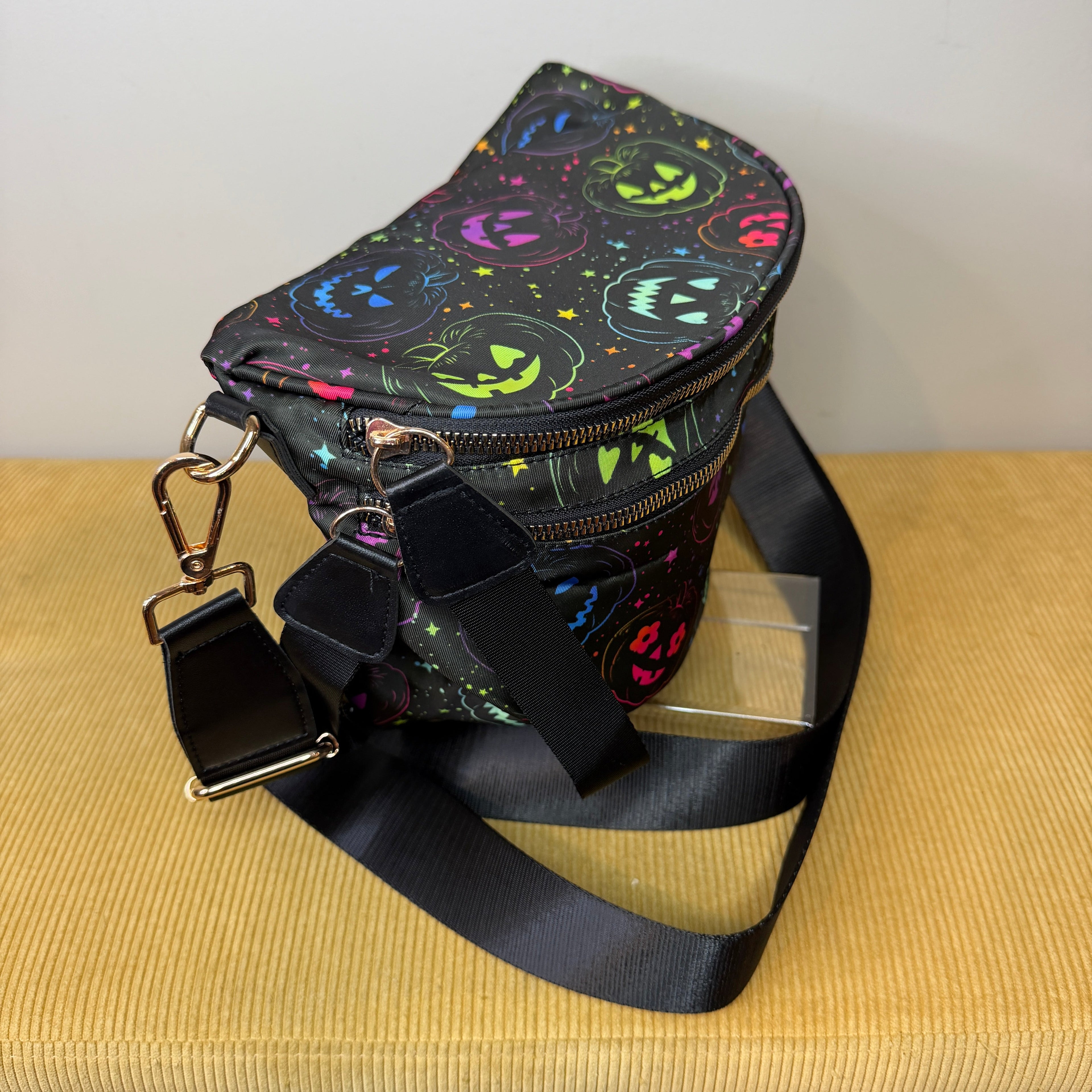 The Roni Nylon Crossbody - Halloween Fall Rainbow Pumpkin Faces